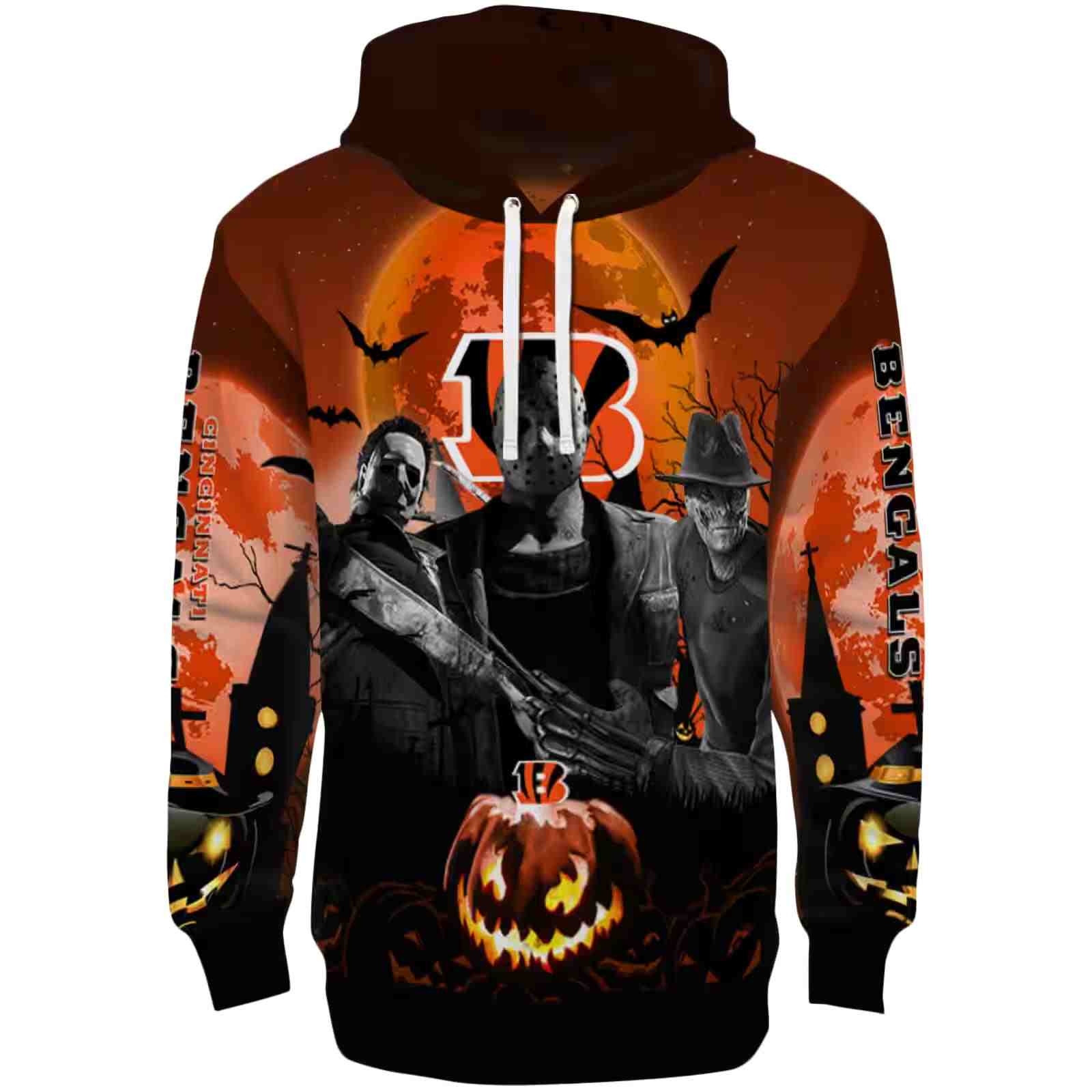 Cincinnati Bengals Halloween Vibes Orange Black Hoodie