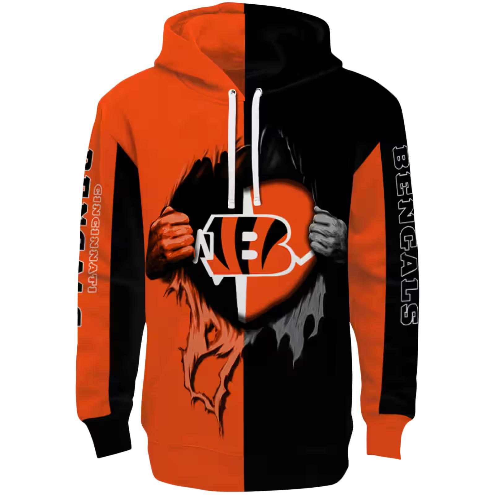 Cincinnati Bengals Heartbeat Graphic Orange Hoodie