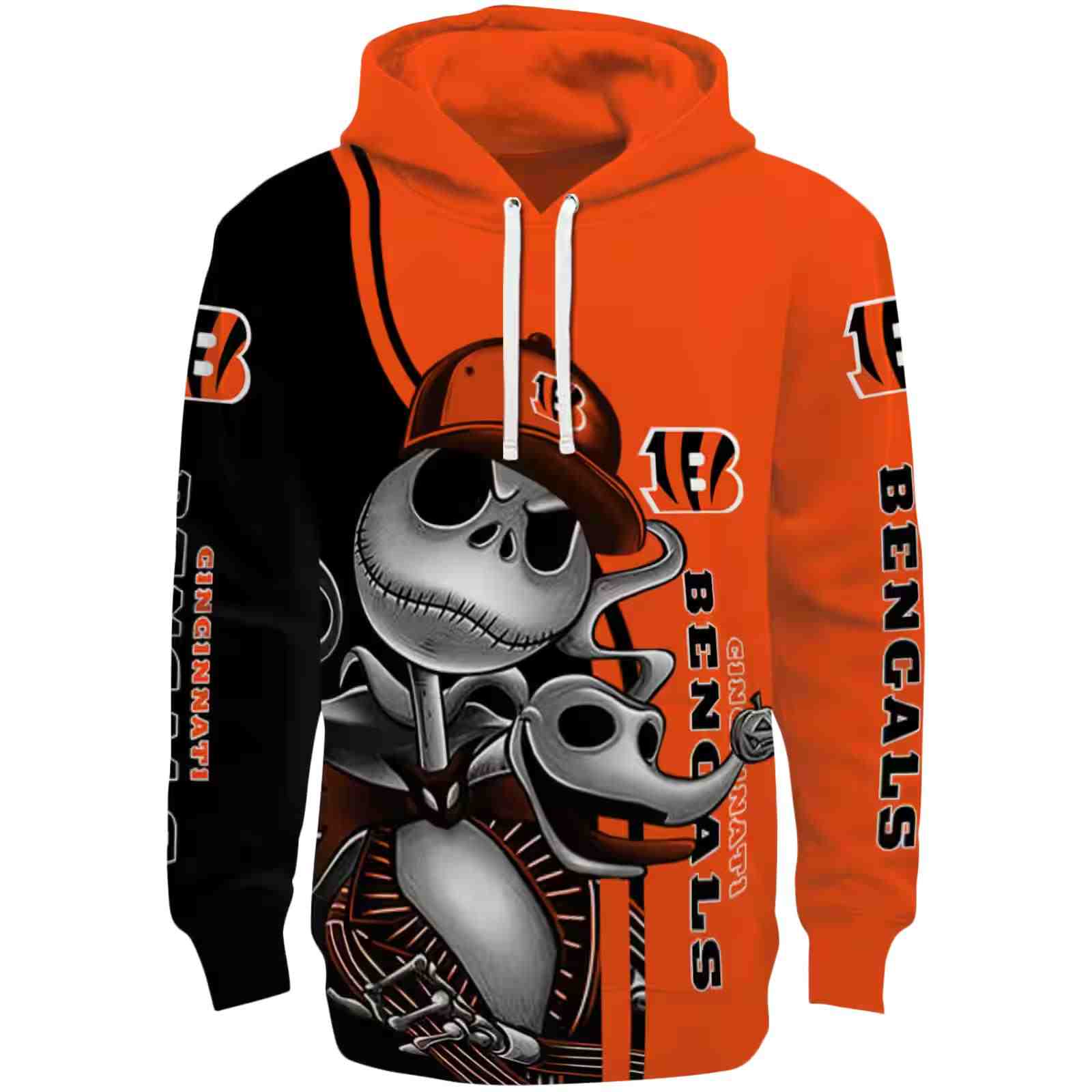 Cincinnati Bengals Jack Skellington Orange Hoodie