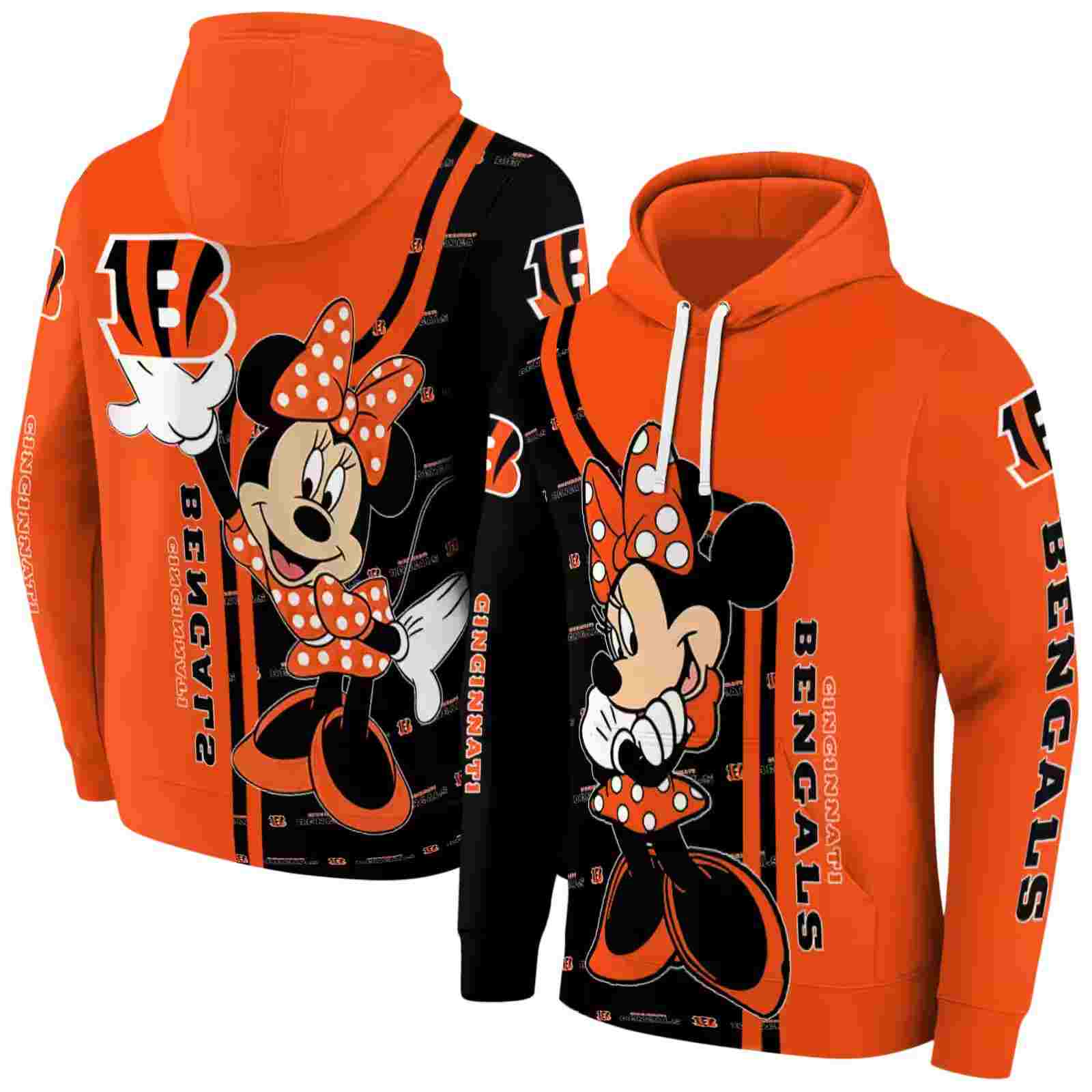 cincinnati bengals minnie mouse orange hoodie fashion forward