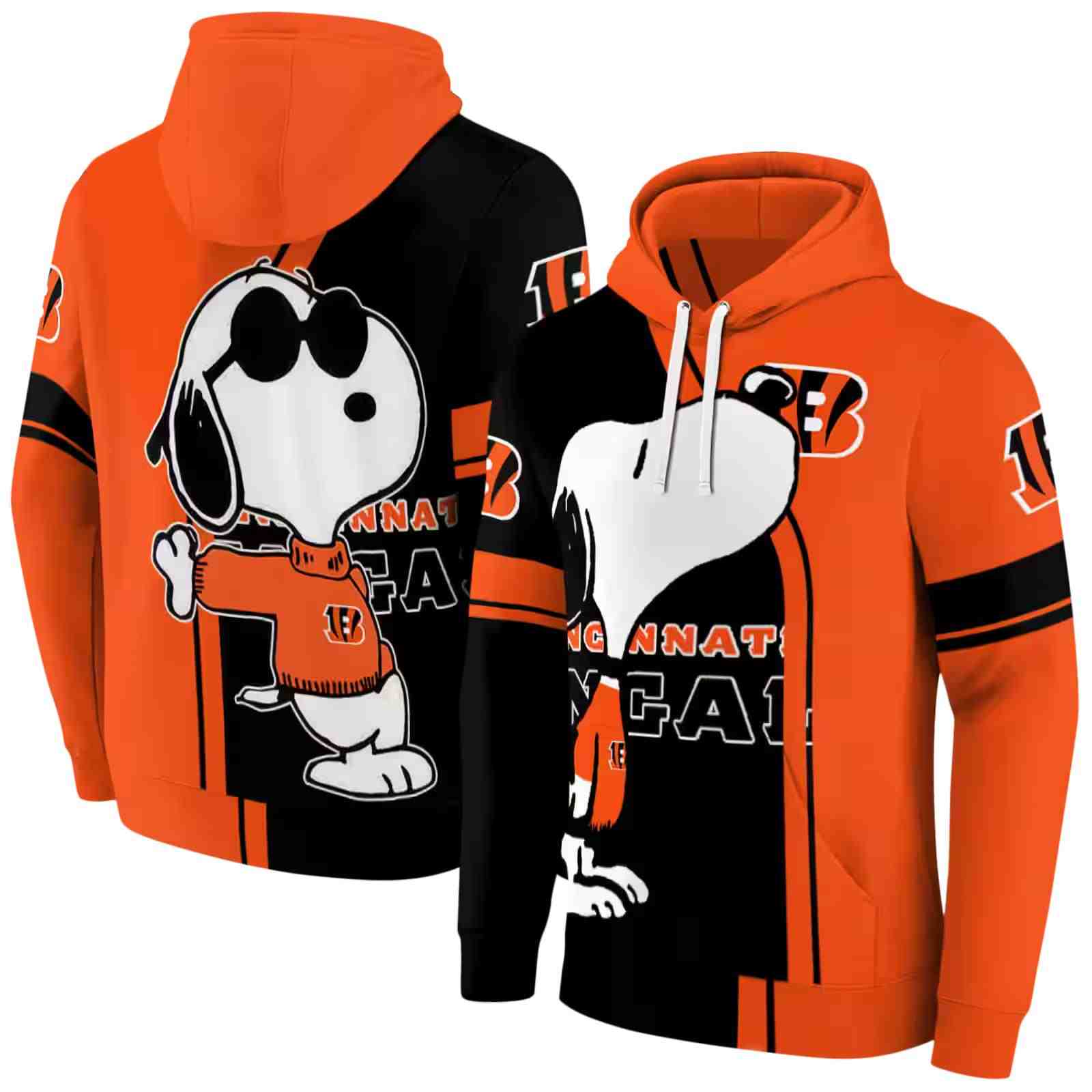 cincinnati bengals playful snoopy orange hoodie fashion forward