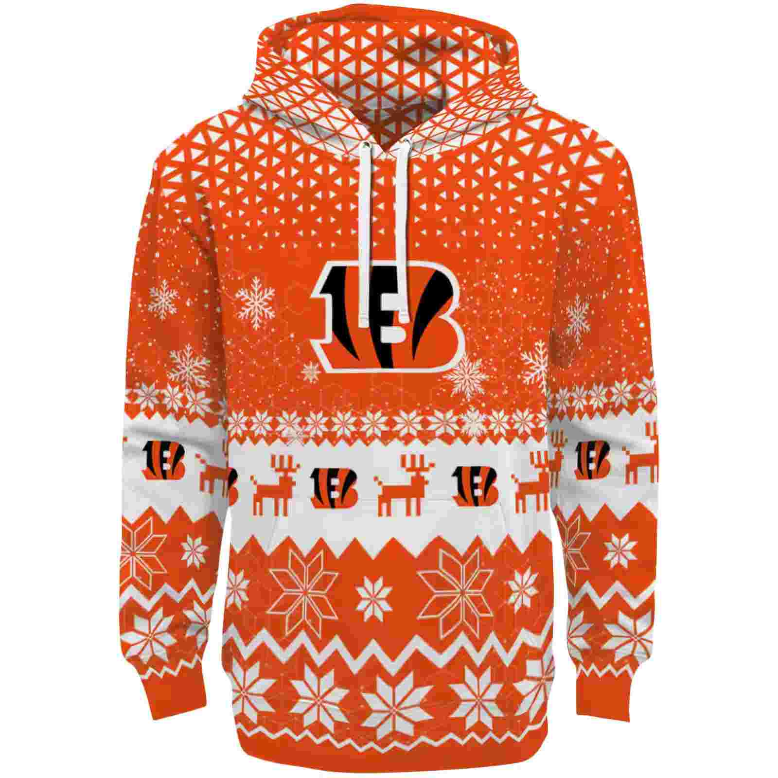 Cincinnati Bengals Reindeer Motif Orange Hoodie