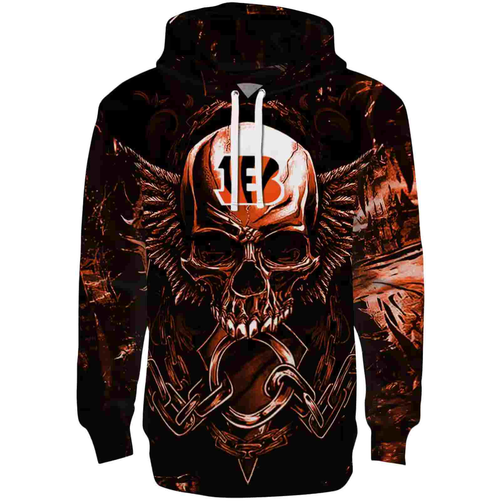 Cincinnati Bengals Skull Artwork Orange Black Hoodie