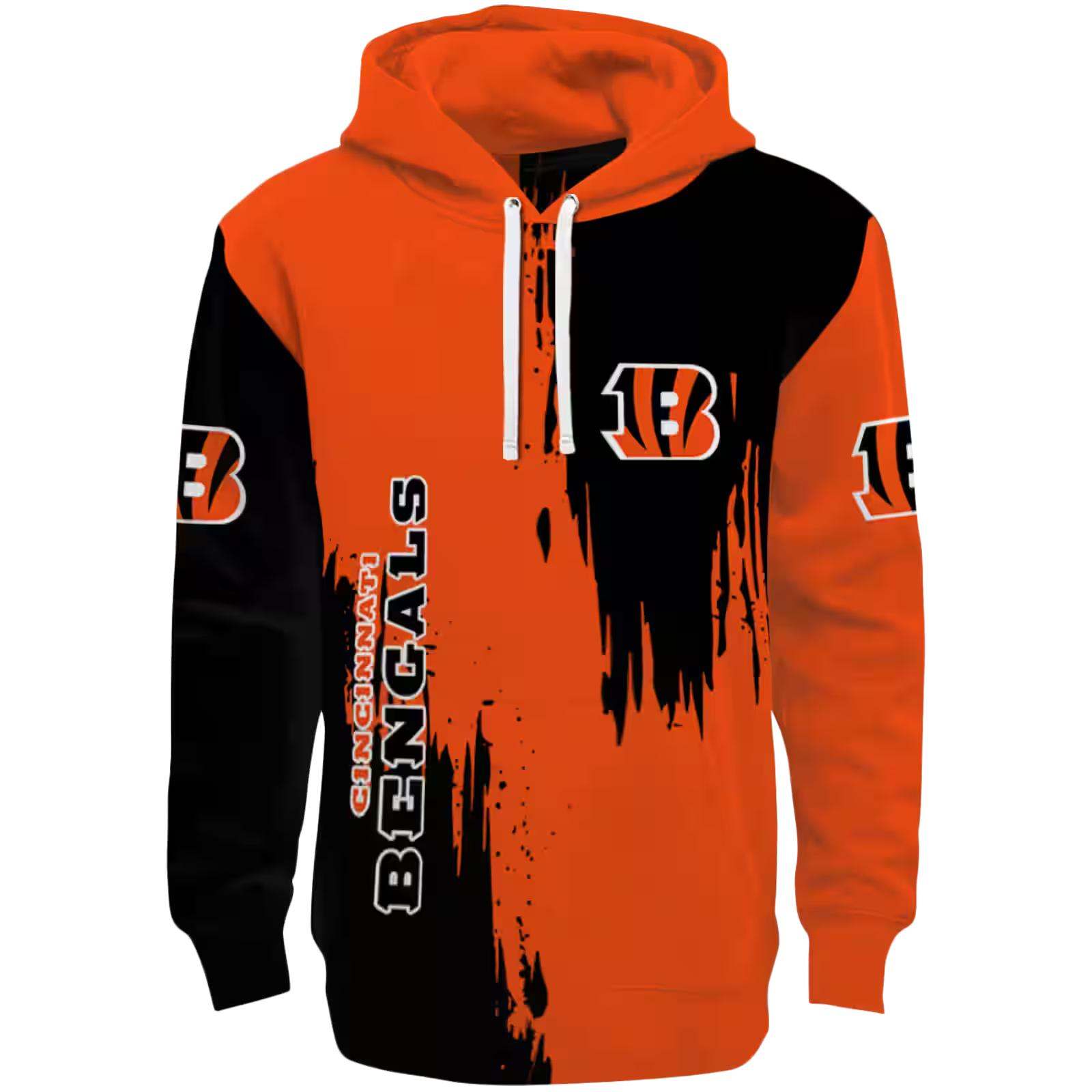 Cincinnati Bengals Splatter Effect Orange Hoodie