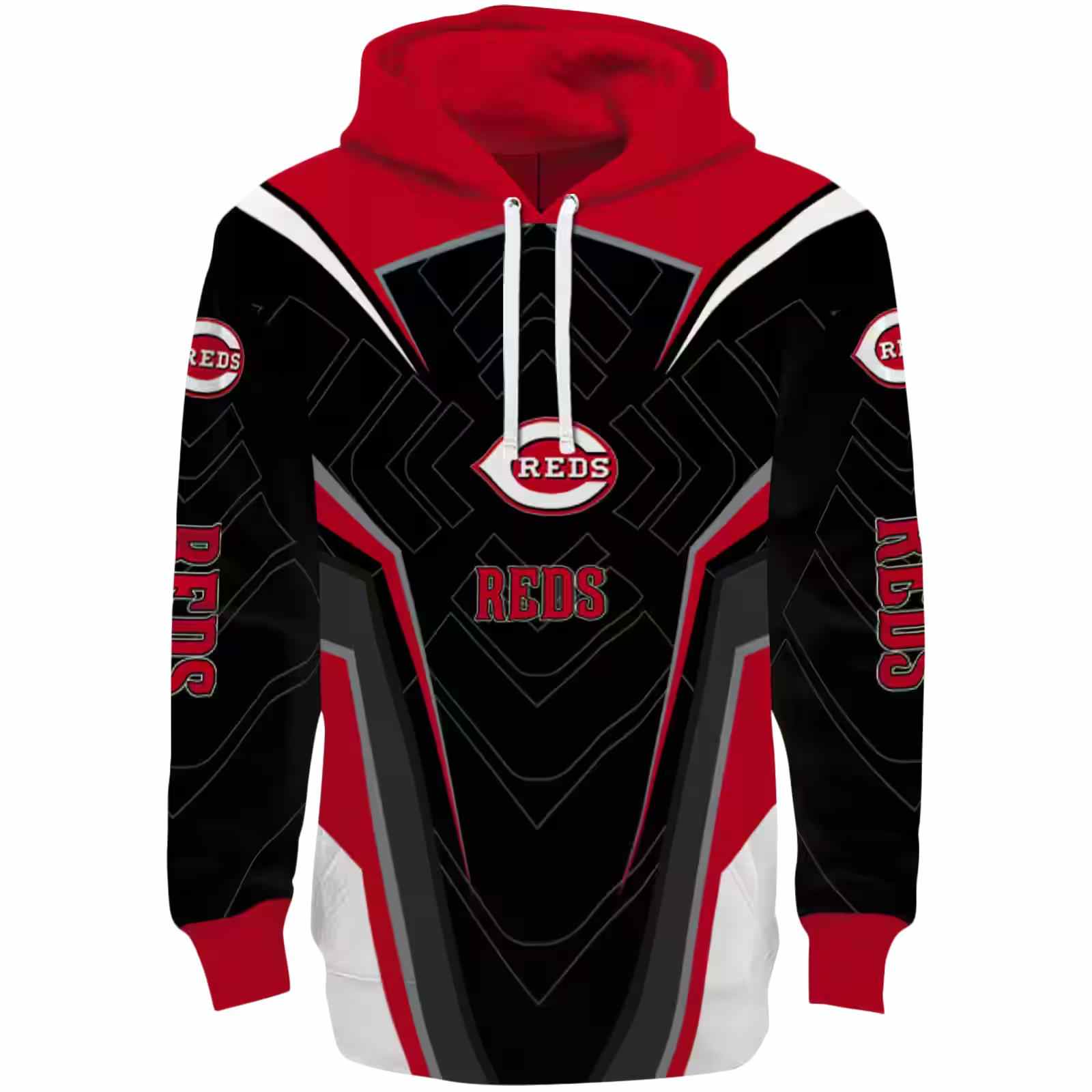 Cincinnati Reds Futuristic Pattern Red Black Hoodie