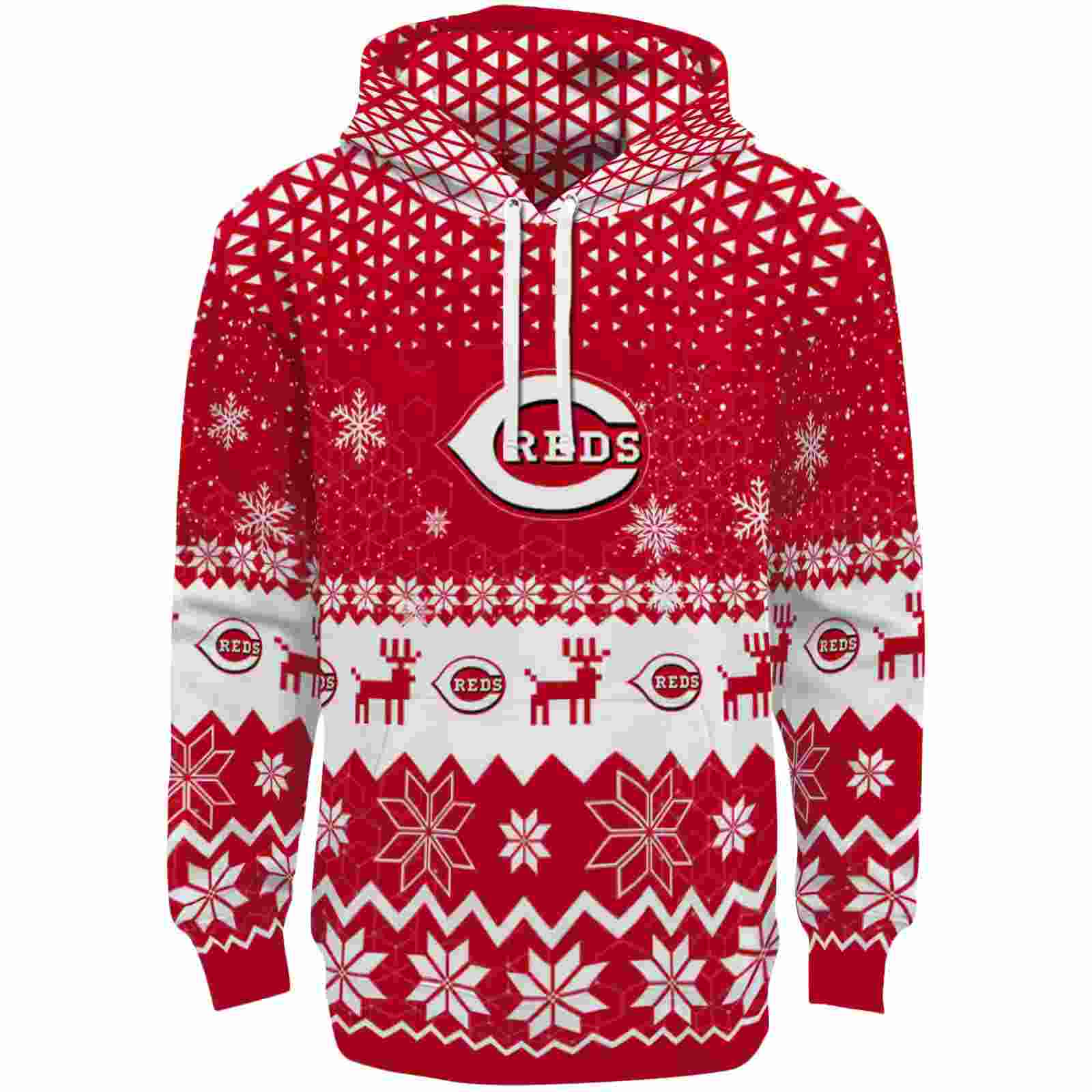 Cincinnati Reds Reindeer Motif Red Hoodie