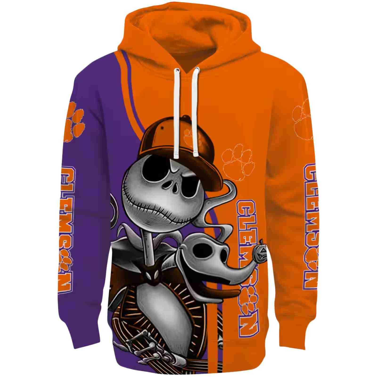 Clemson Tigers Jack Skellington Orange Hoodie