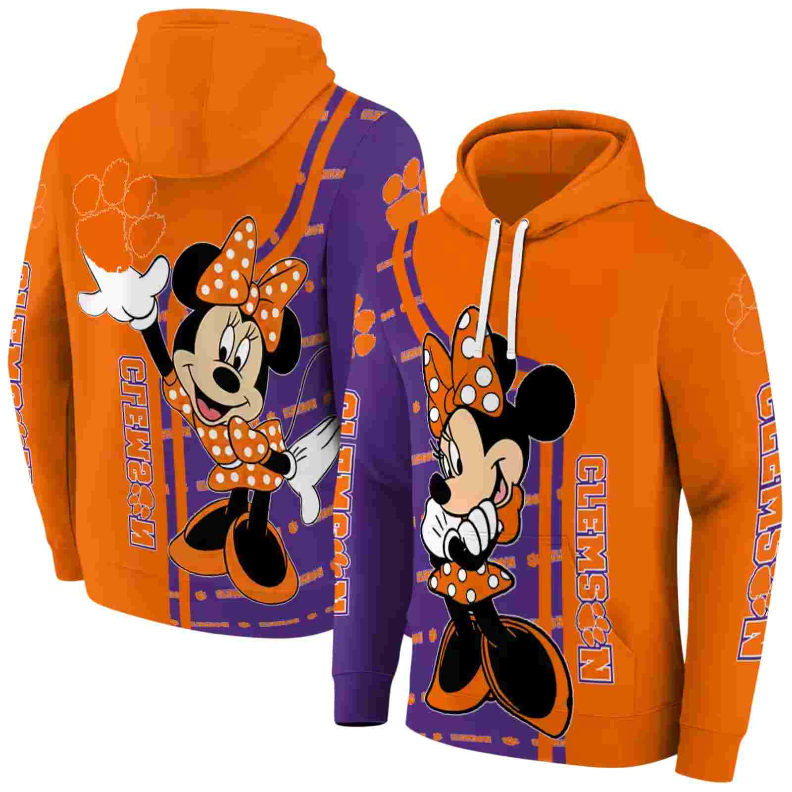 clemson tigers minnie mouse orange hoodie fashion forward