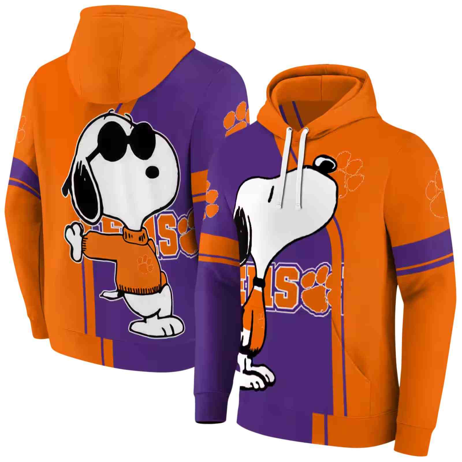 clemson tigers playful snoopy orange hoodie fashion forward