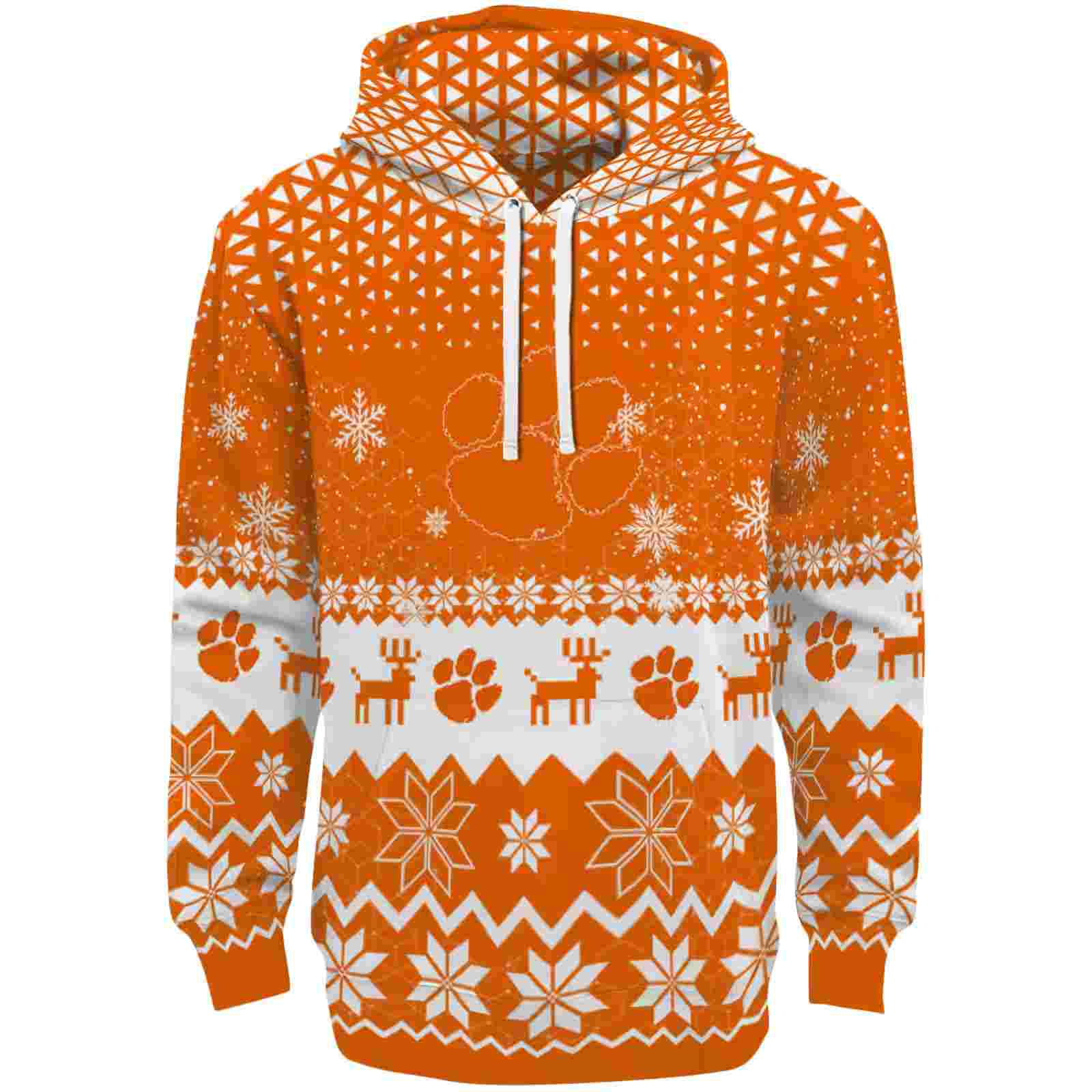 Clemson Tigers Reindeer Motif Orange Hoodie