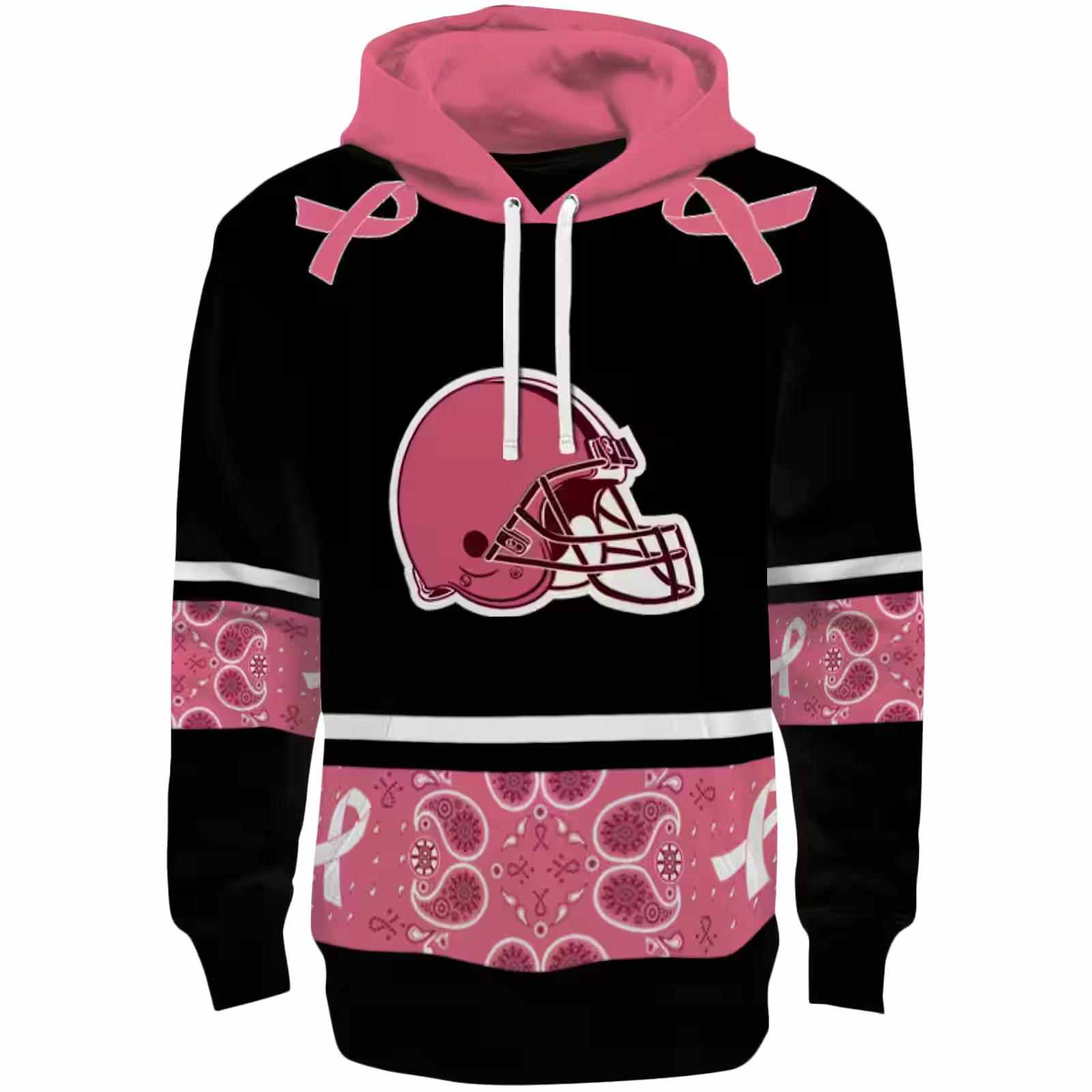 Cleveland Browns Awareness Ribbon Black Pink Hoodie