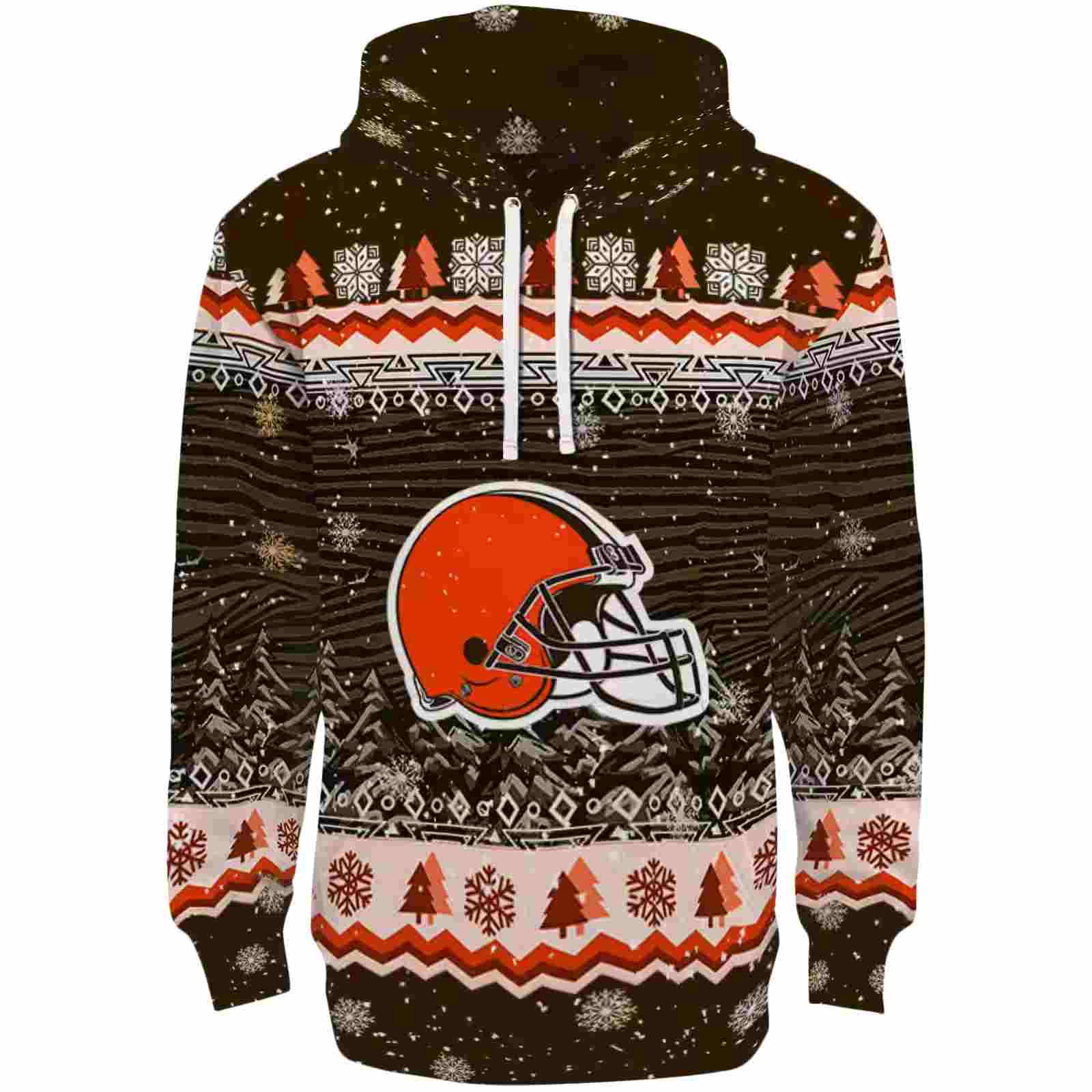 Cleveland Browns Christmas Trees Brown Hoodie