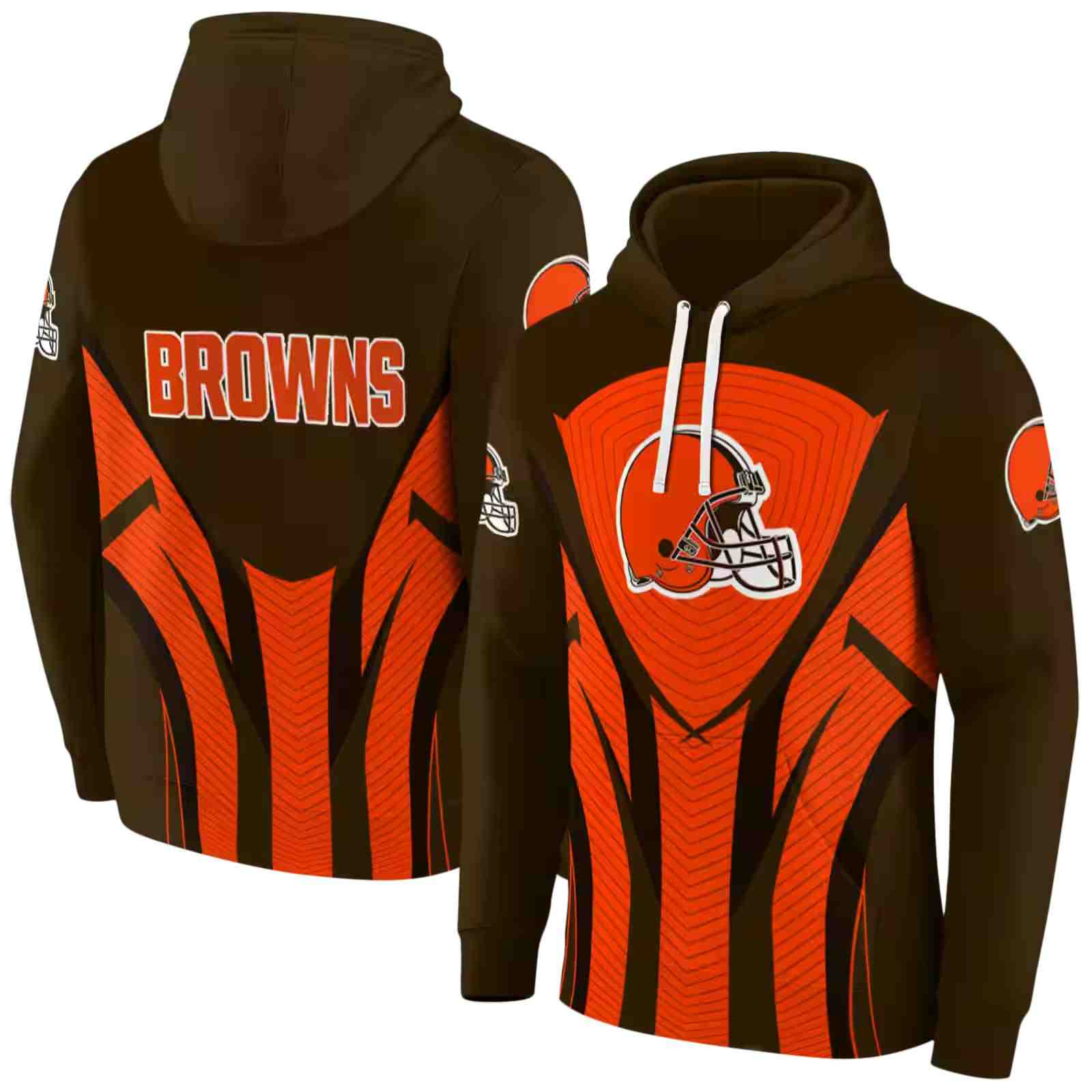 cleveland browns concentric lines brown black hoodie fashion forward