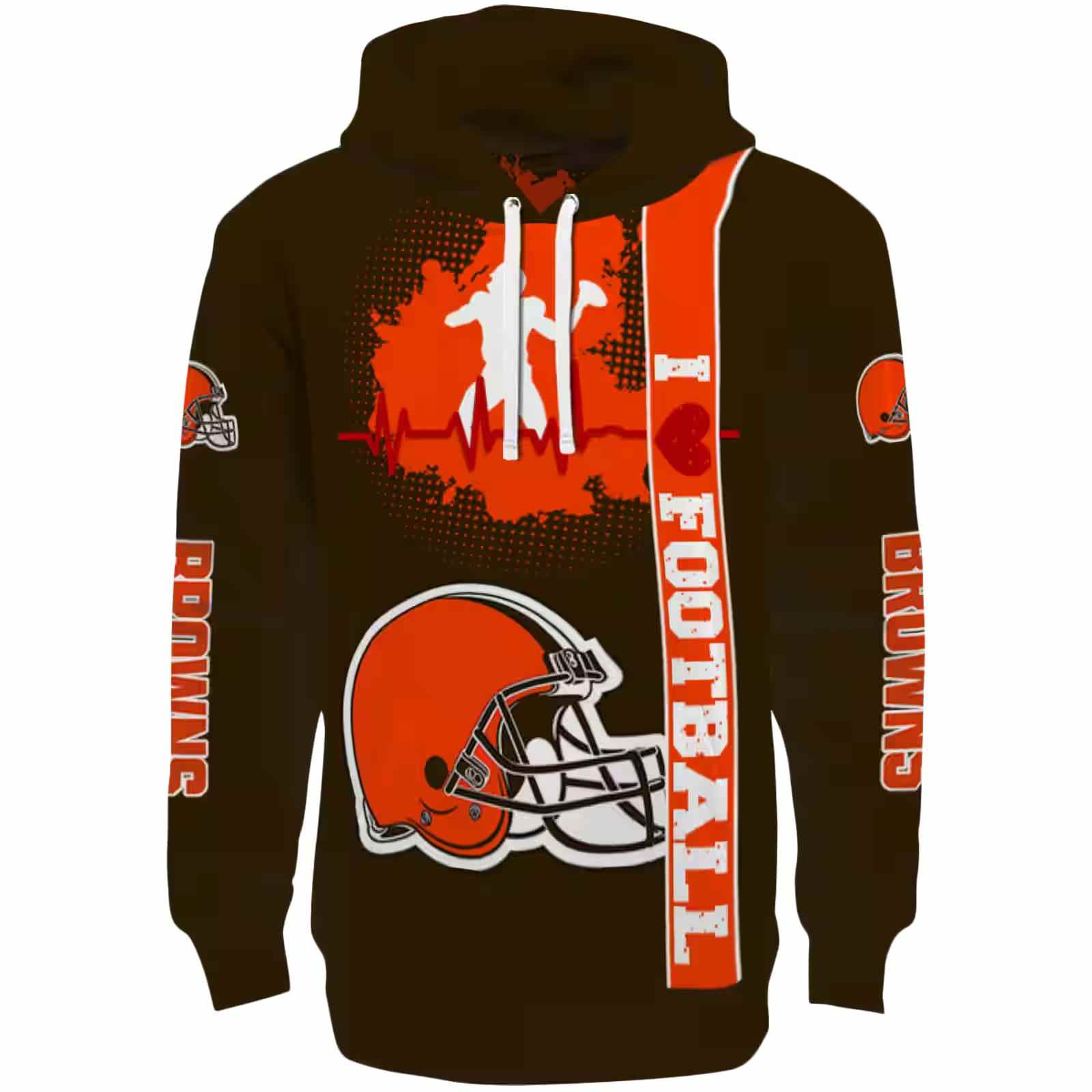 Cleveland Browns Football Heartbeat Brown Hoodie