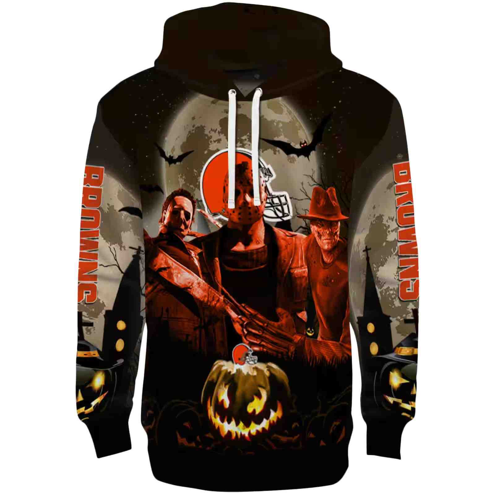 Cleveland Browns Halloween Vibes Brown Black Hoodie