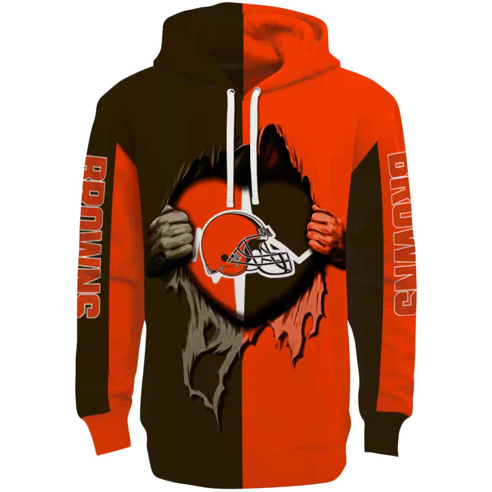 Cleveland Browns Heartbeat Graphic Brown Hoodie