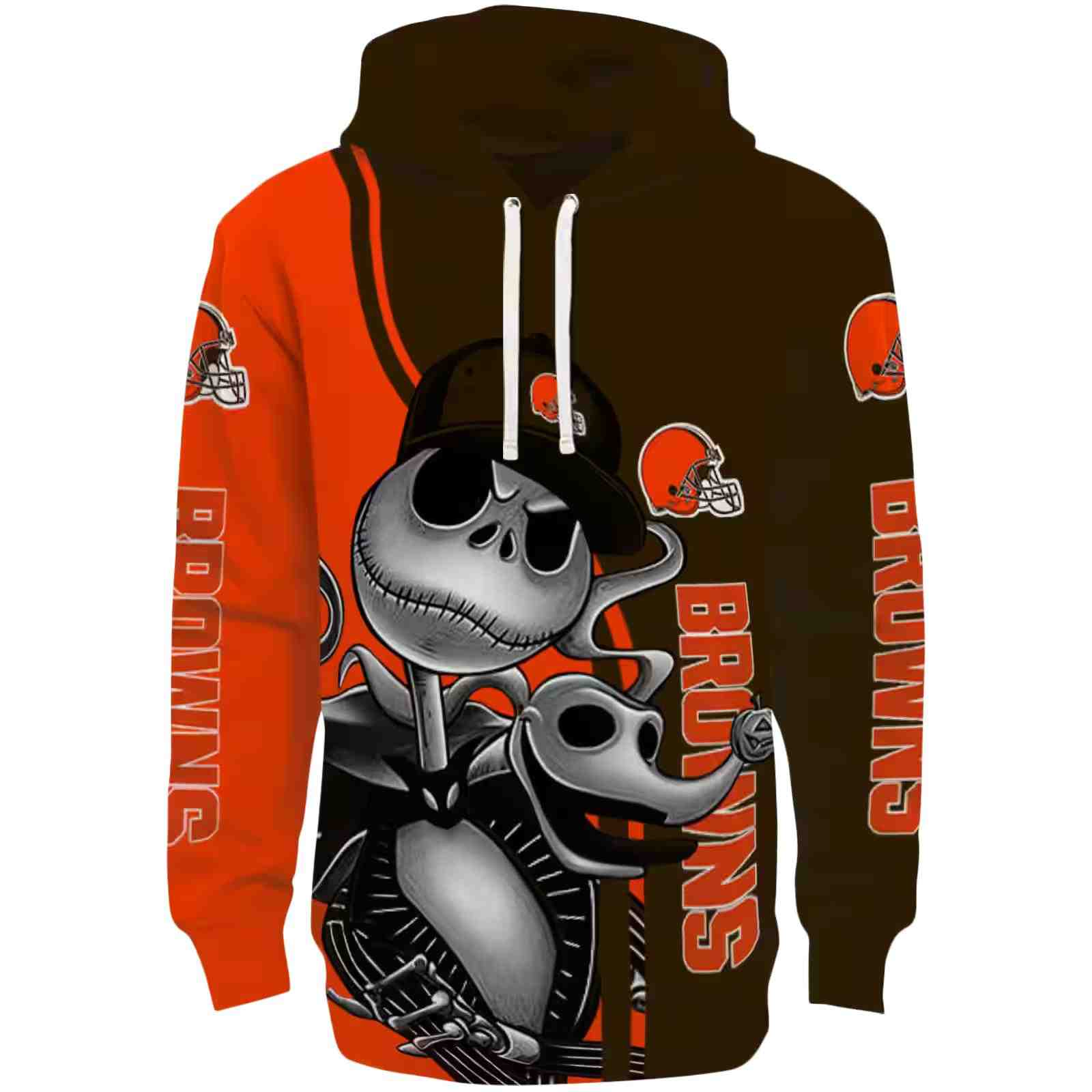 Cleveland Browns Jack Skellington Brown Hoodie