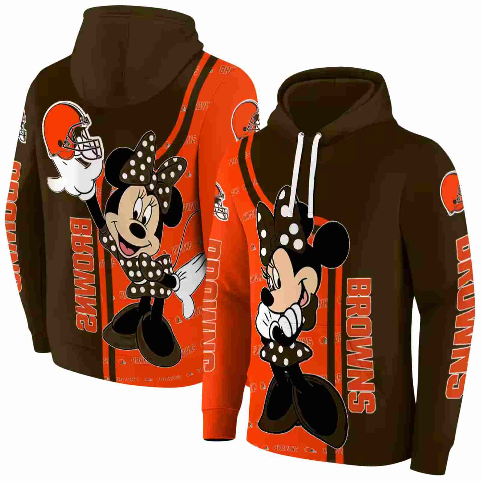 cleveland browns minnie mouse brown hoodie fashion forward