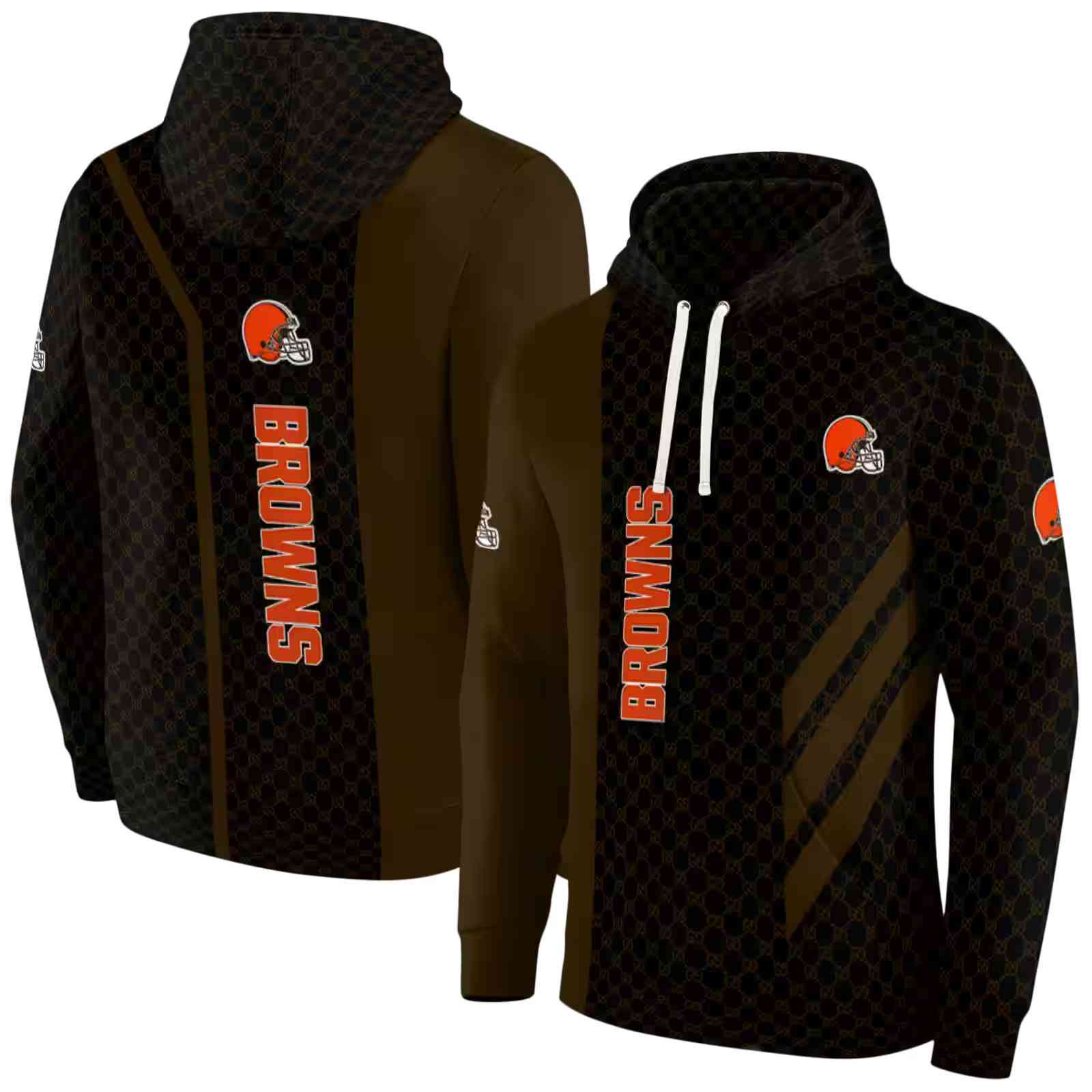 cleveland browns monogram pattern brown hoodie fashion forward