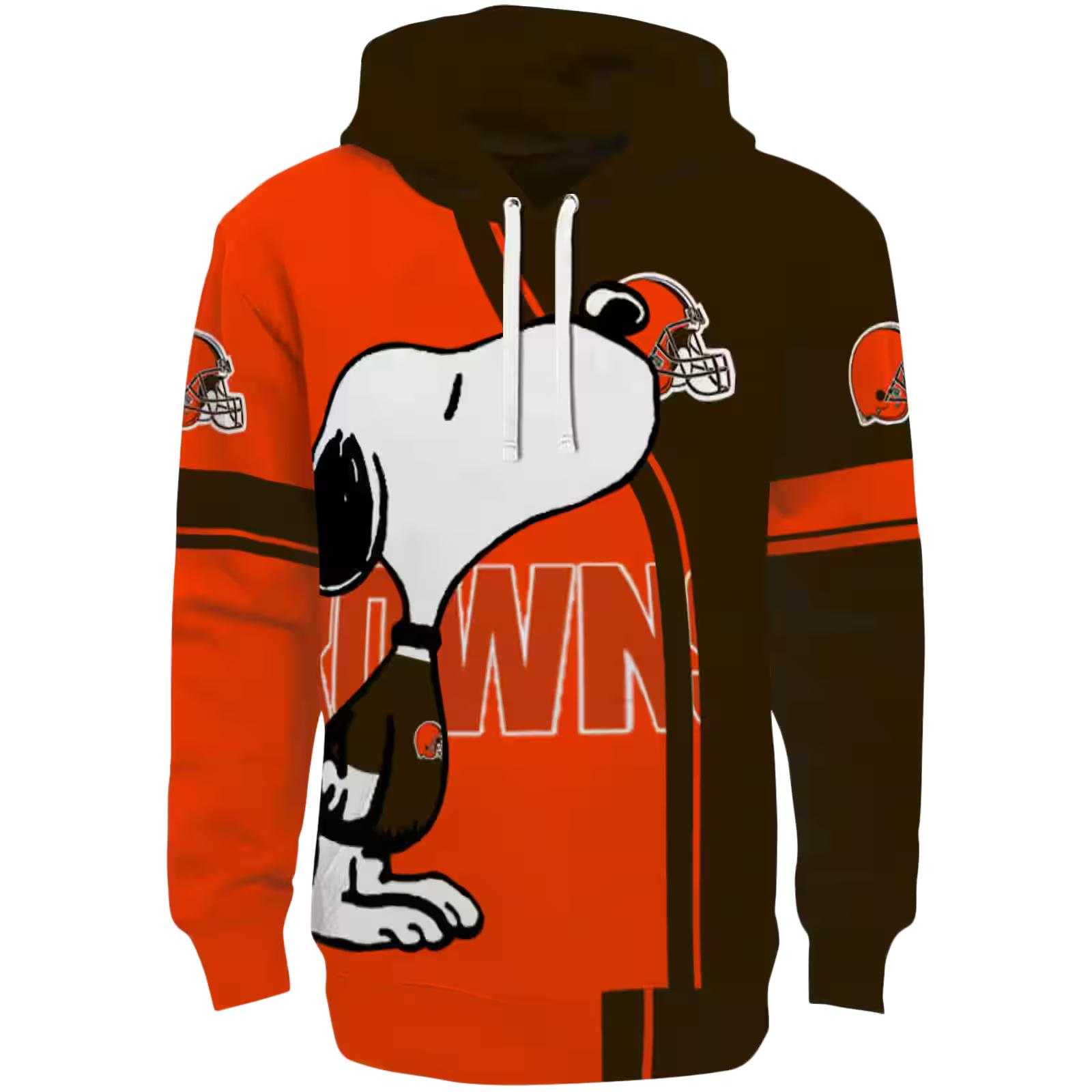 Cleveland Browns Playful Snoopy Brown Hoodie