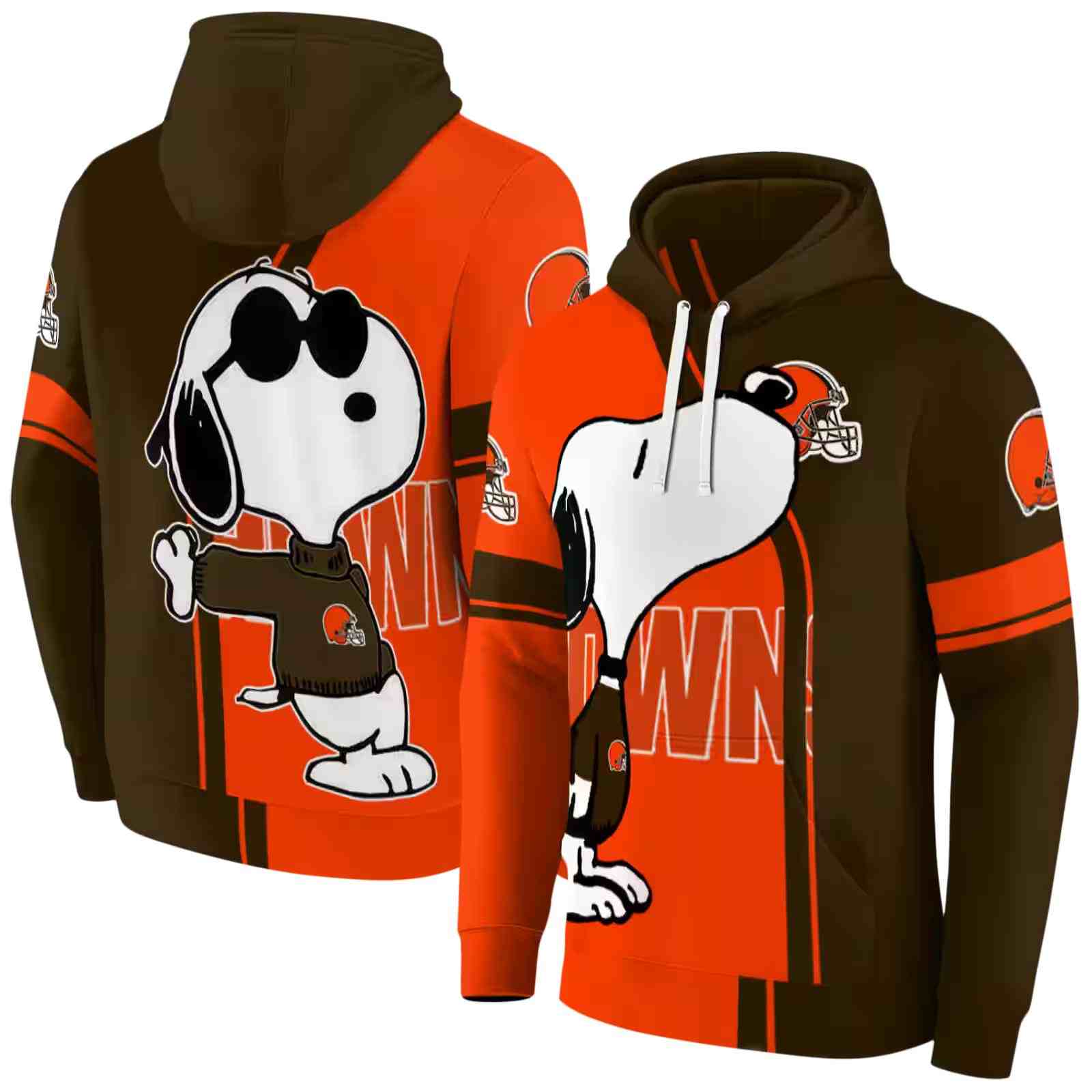 cleveland browns playful snoopy brown hoodie fashion forward