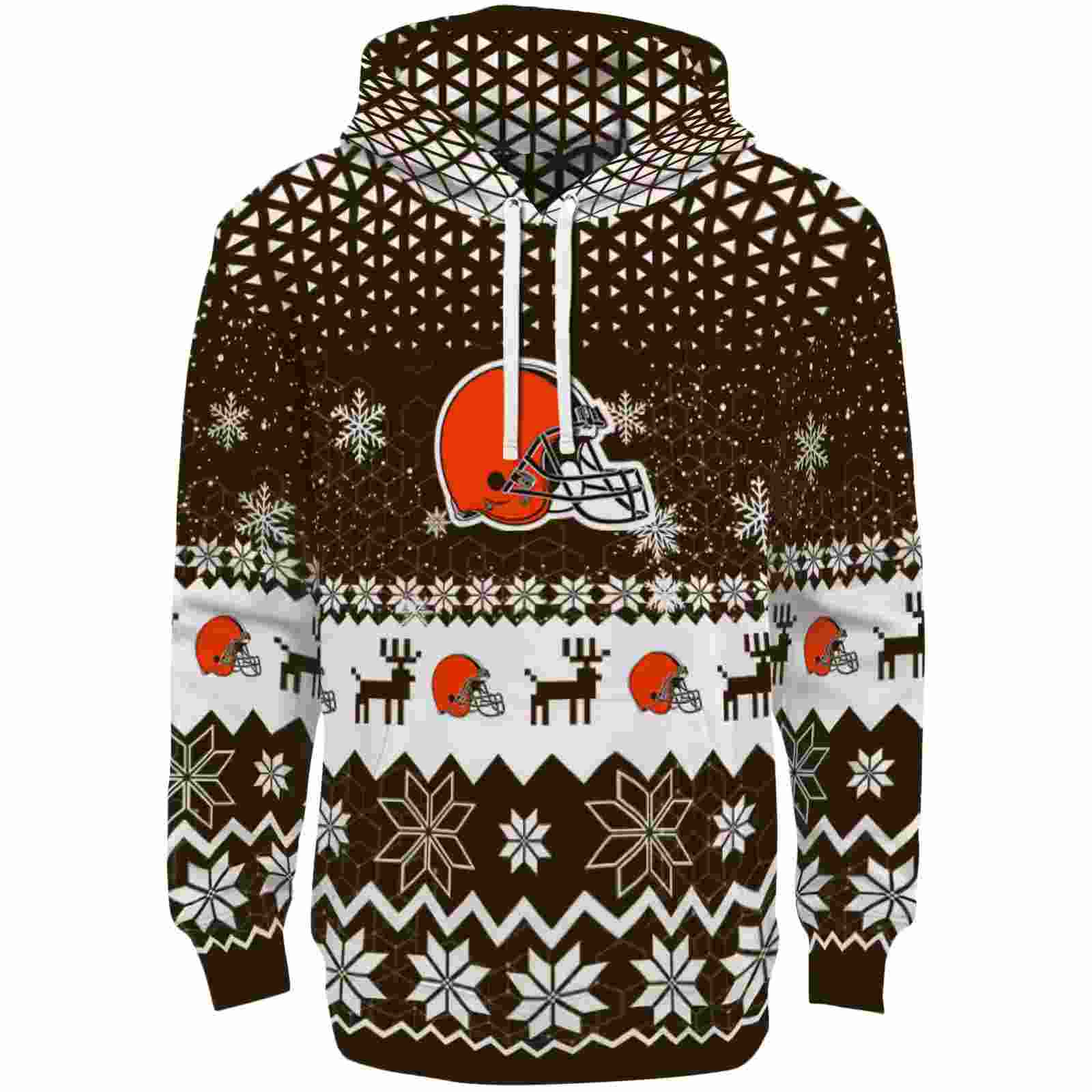 Cleveland Browns Reindeer Motif Brown Hoodie