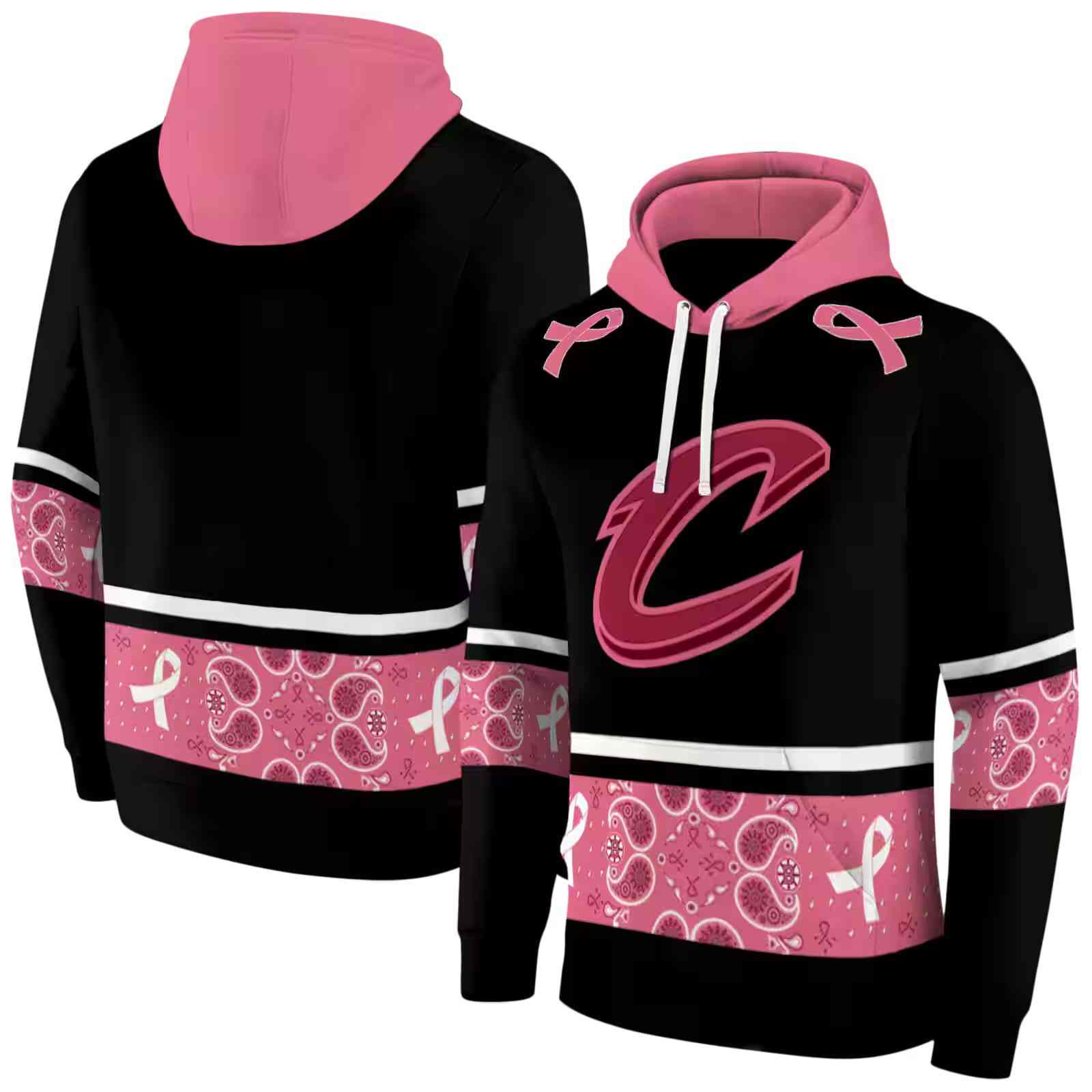 cleveland cavaliers awareness ribbon black pink hoodie fashion forward