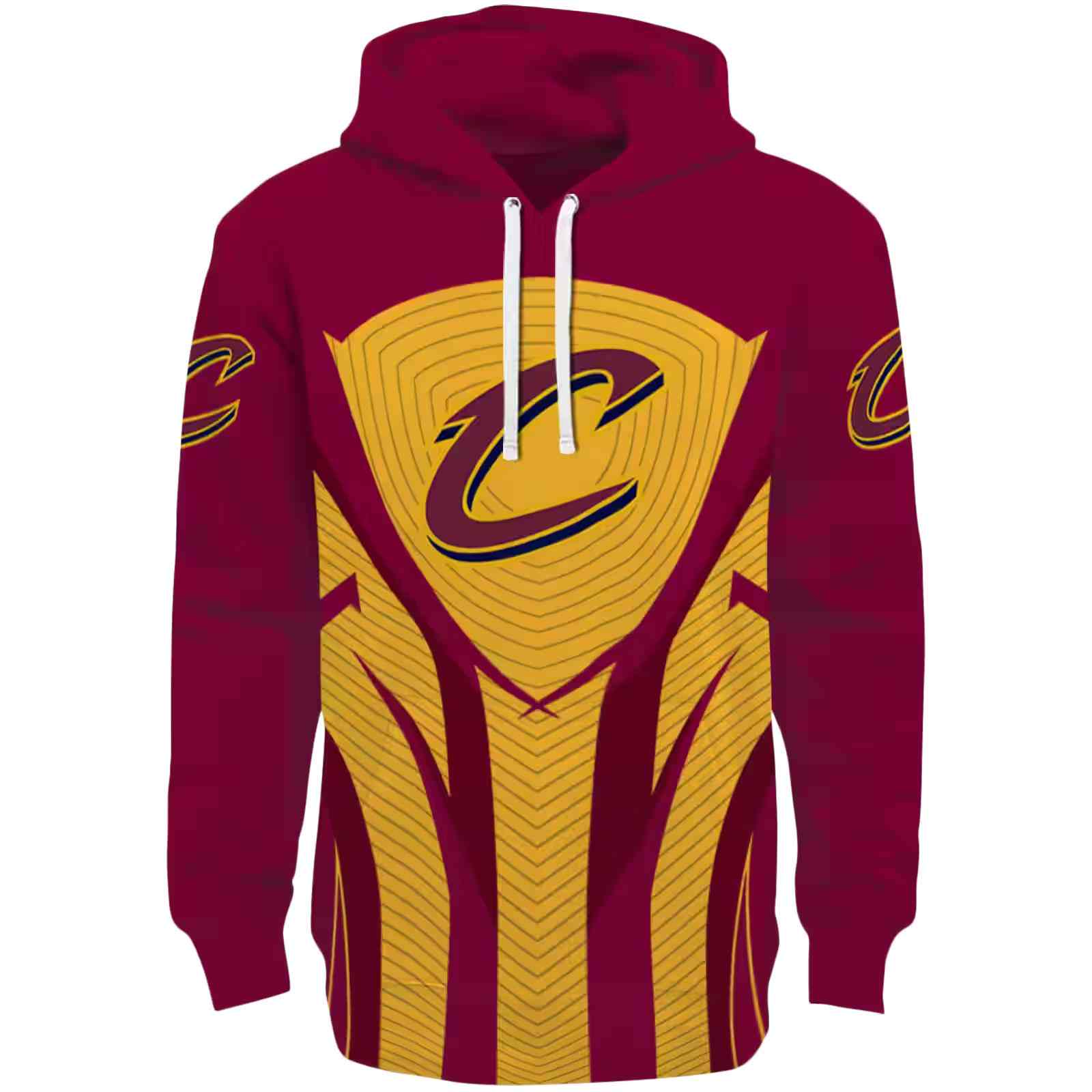 Cleveland Cavaliers Concentric Lines Wine Black Hoodie