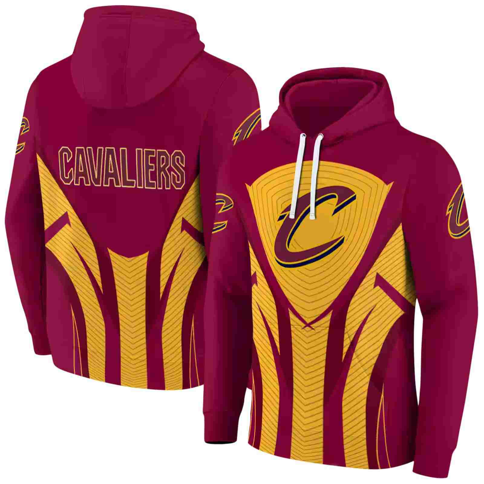 cleveland cavaliers concentric lines wine black hoodie fashion forward