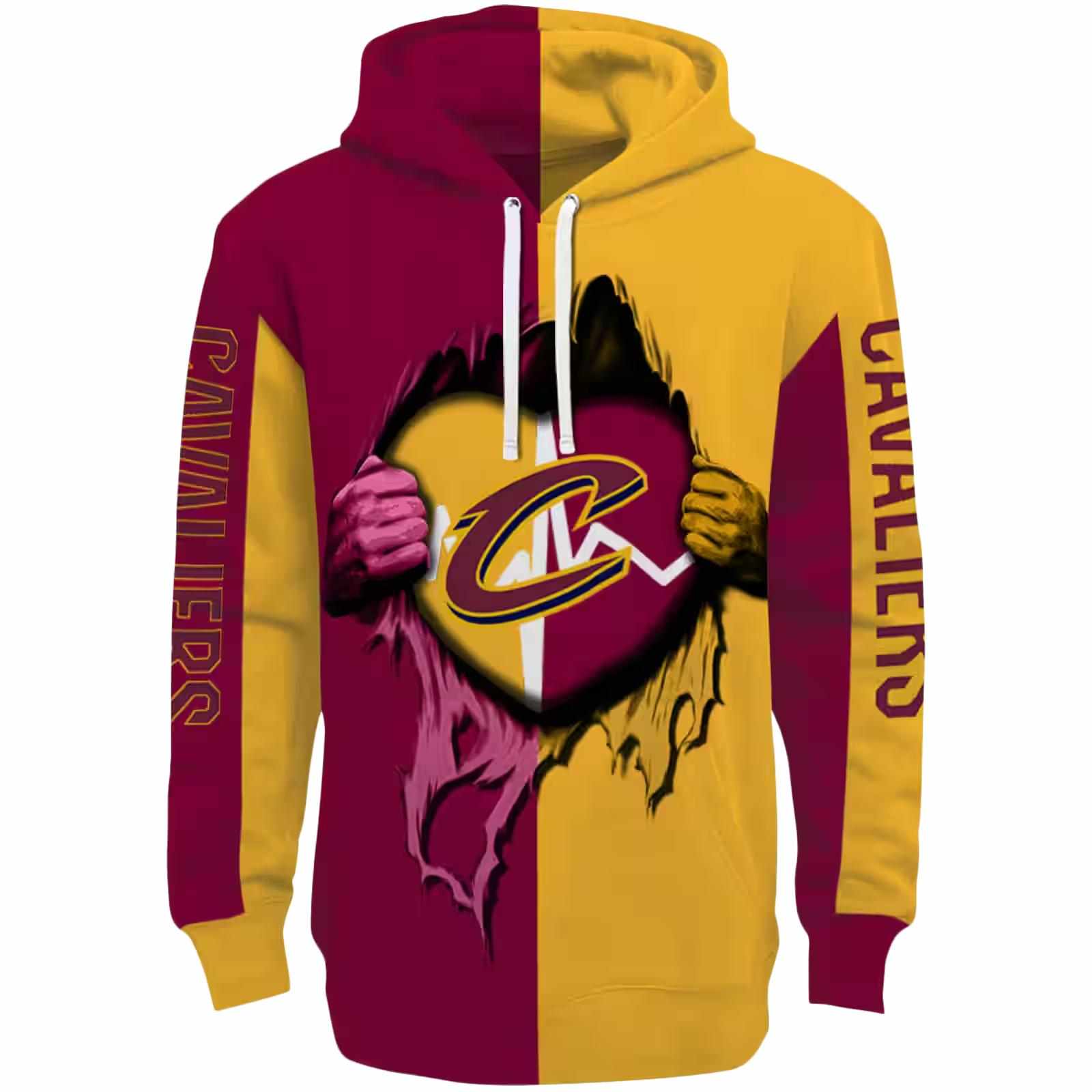 Cleveland Cavaliers Heartbeat Graphic Wine Hoodie