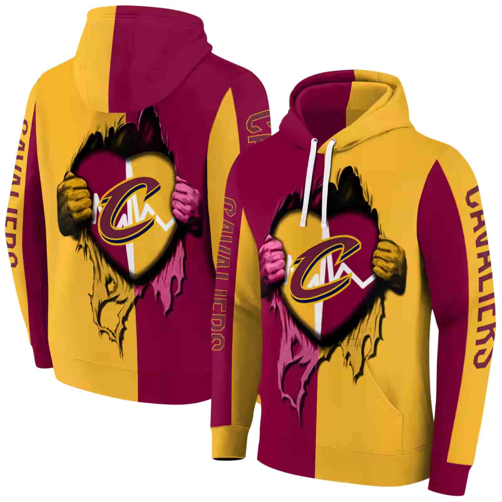 cleveland cavaliers heartbeat graphic wine hoodie fashion forward