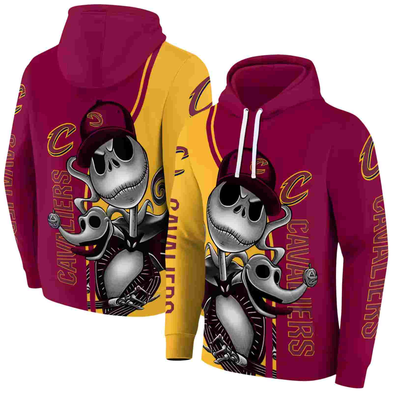 cleveland cavaliers jack skellington wine hoodie fashion forward