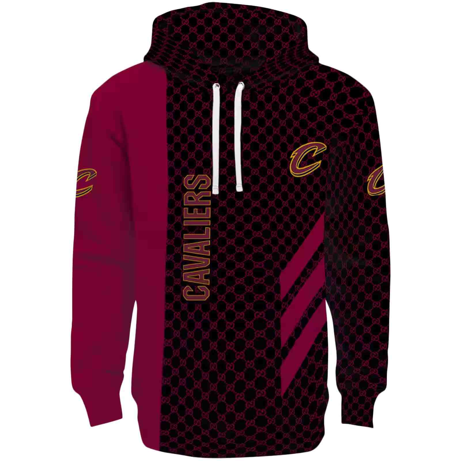 Cleveland Cavaliers Monogram Pattern Wine Hoodie