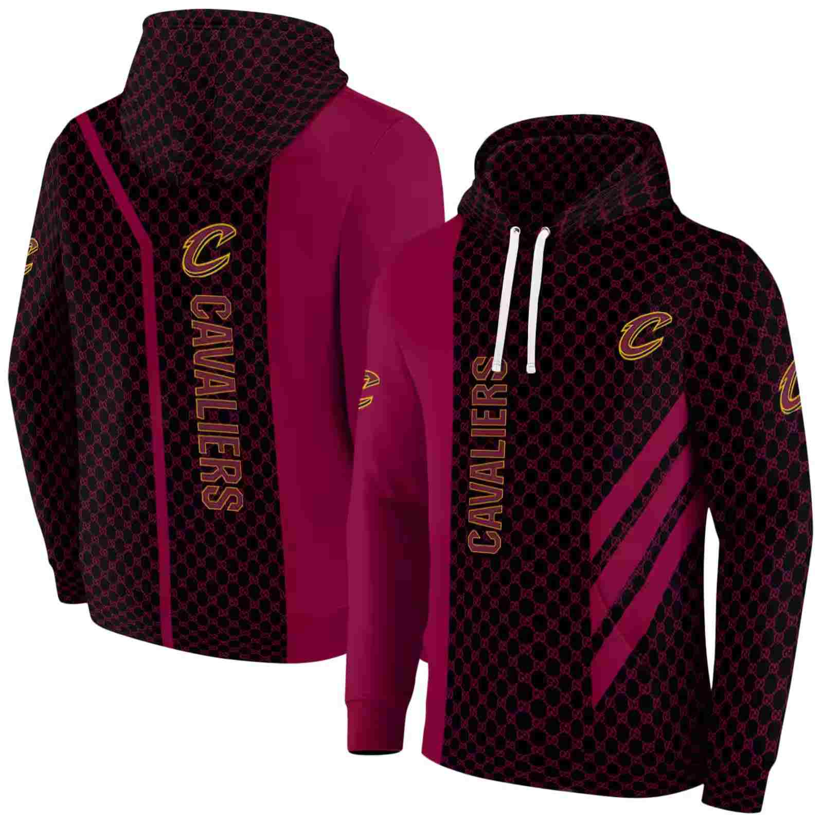 cleveland cavaliers monogram pattern wine hoodie fashion forward