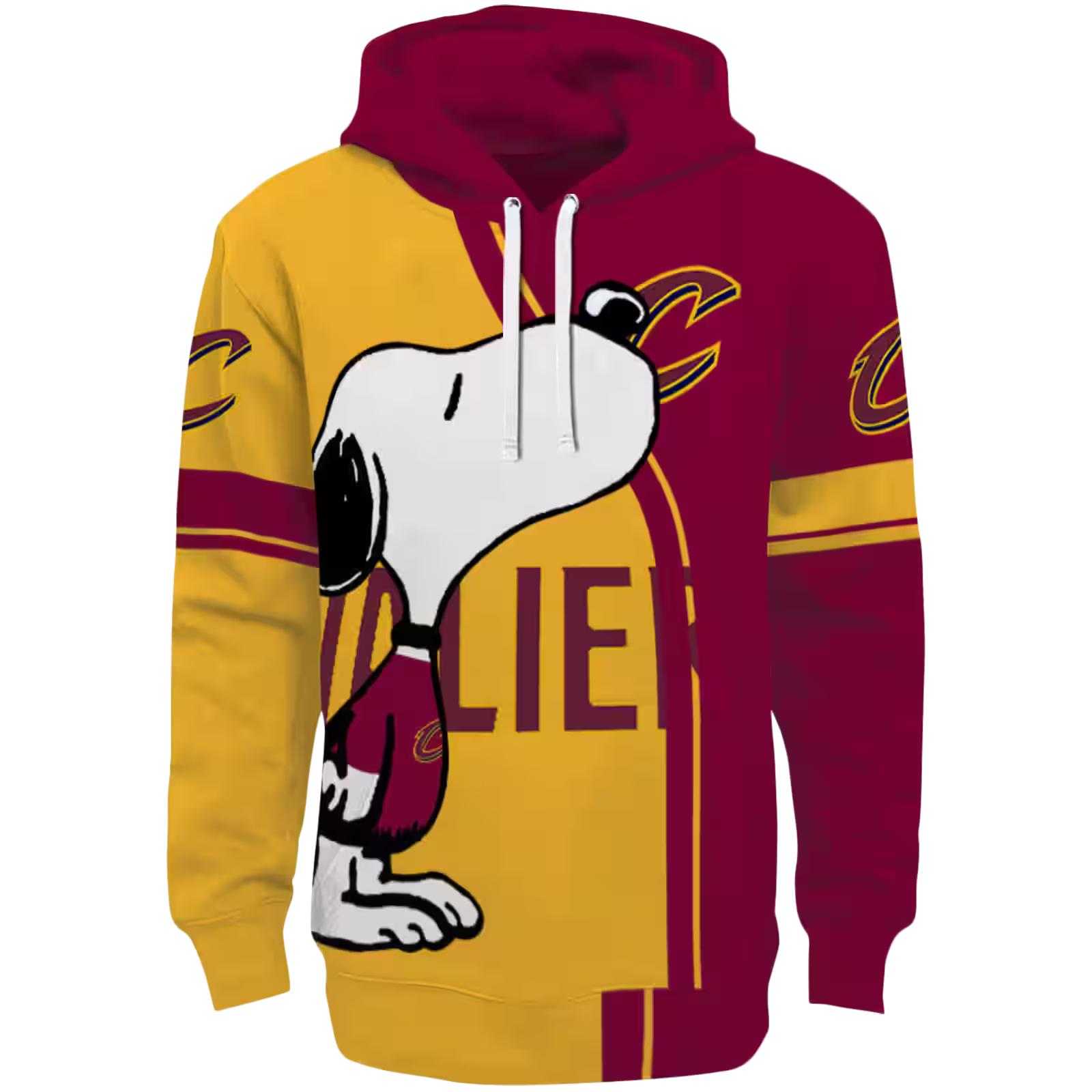 Cleveland Cavaliers Playful Snoopy Wine Hoodie