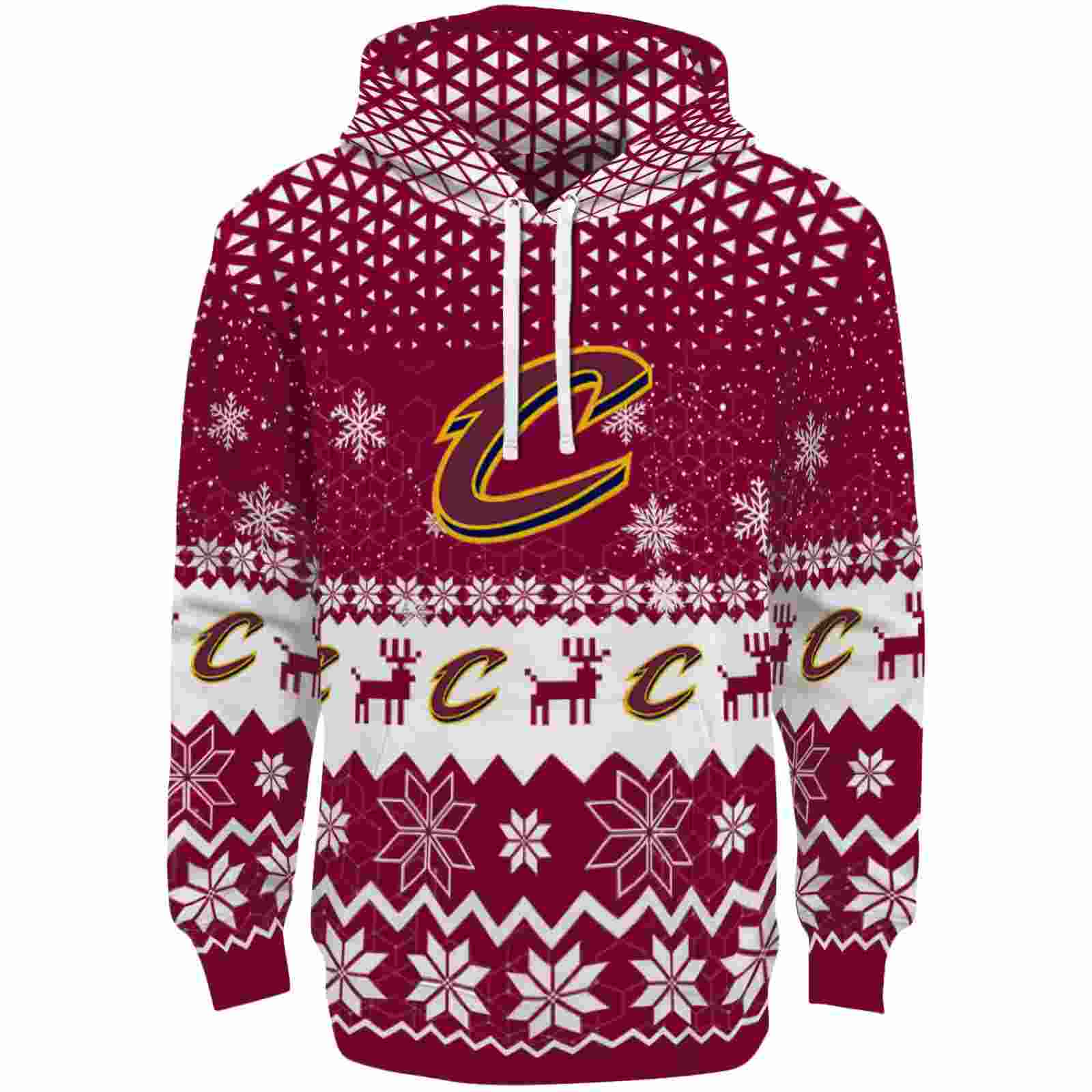 Cleveland Cavaliers Reindeer Motif Wine Hoodie