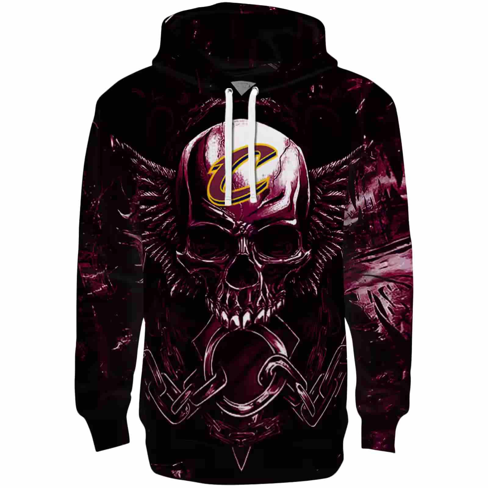 Cleveland Cavaliers Skull Artwork Wine Black Hoodie