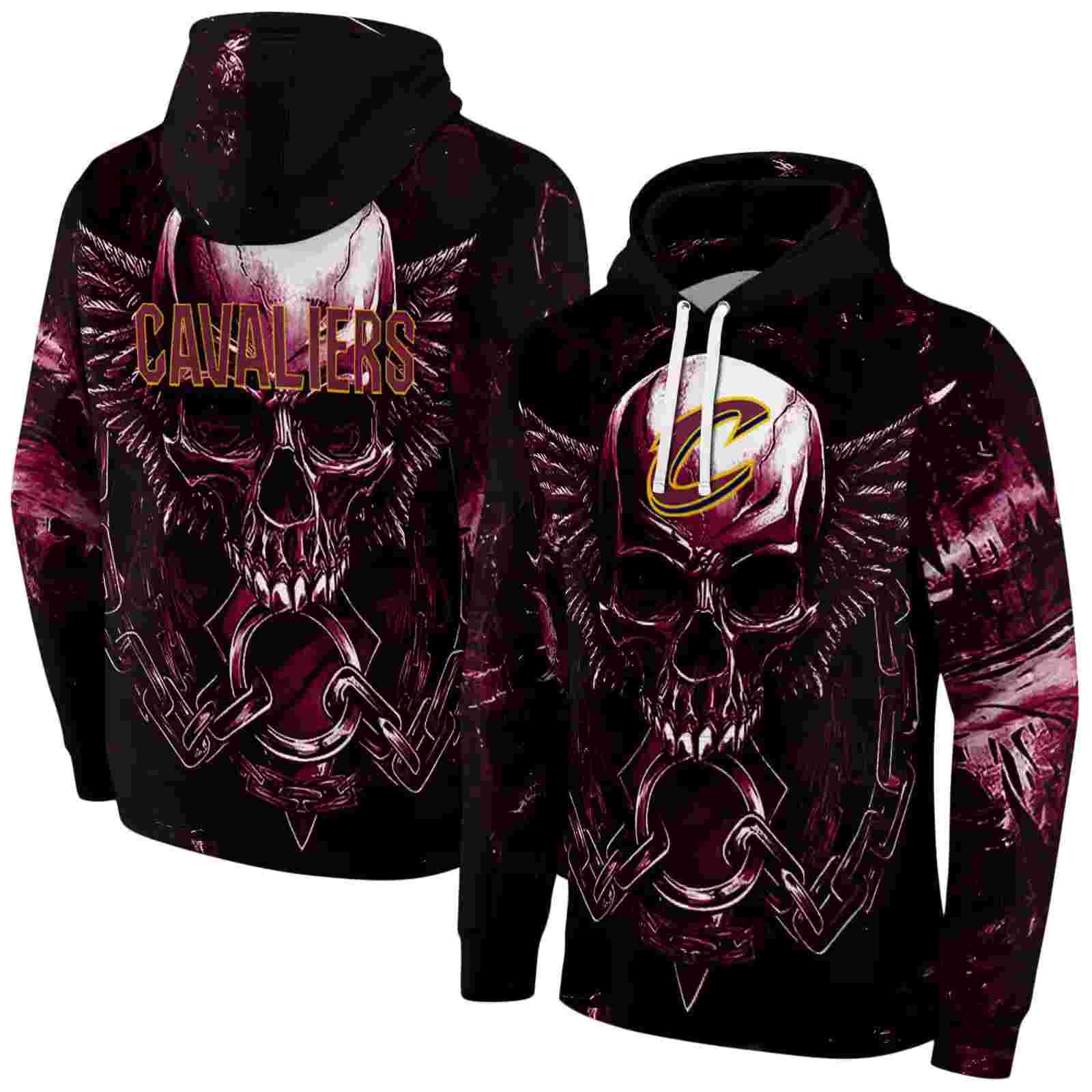 cleveland cavaliers skull artwork wine black hoodie fashion forward