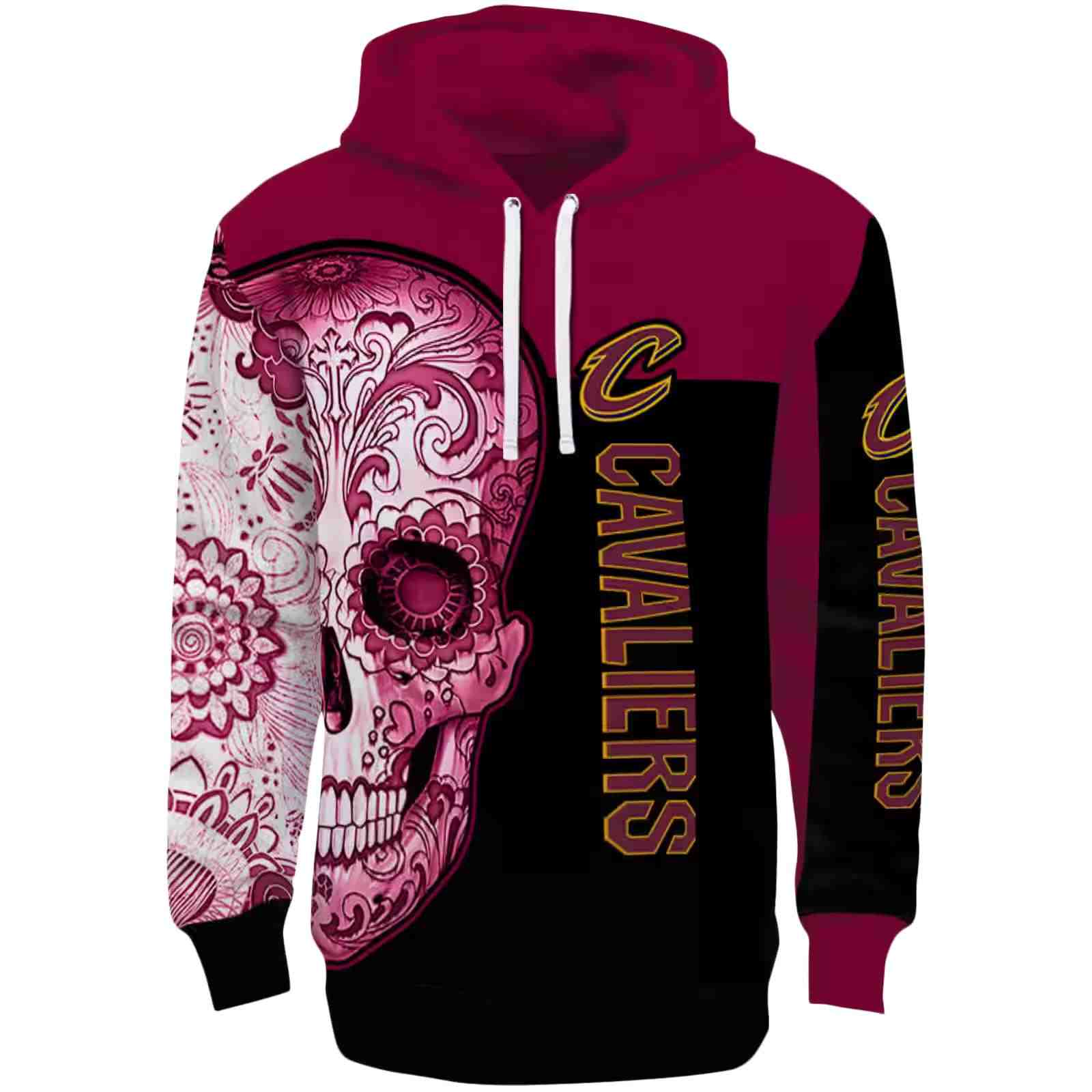 Cleveland Cavaliers Sugar Skull Wine Black Hoodie