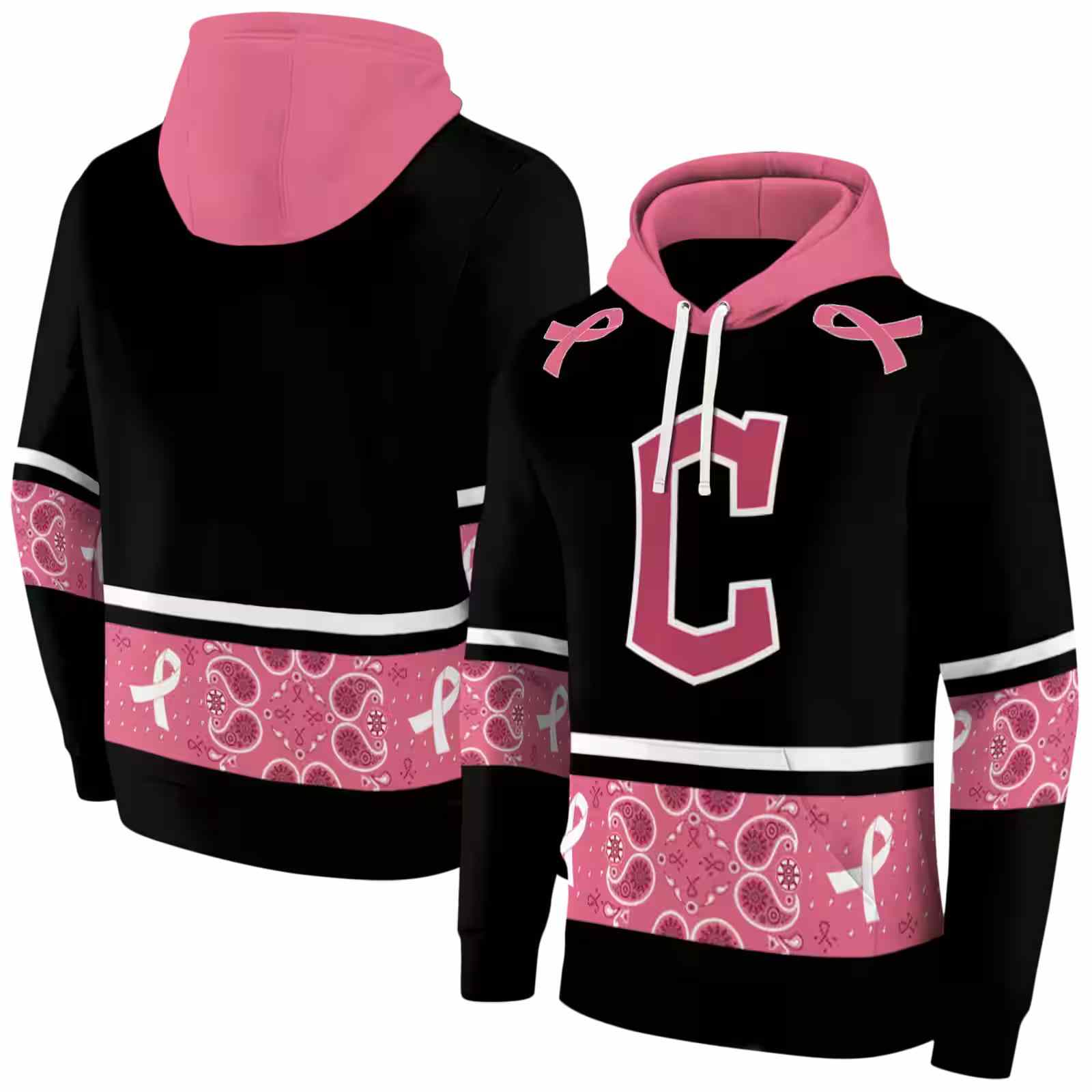 cleveland guardians awareness ribbon black pink hoodie fashion forward