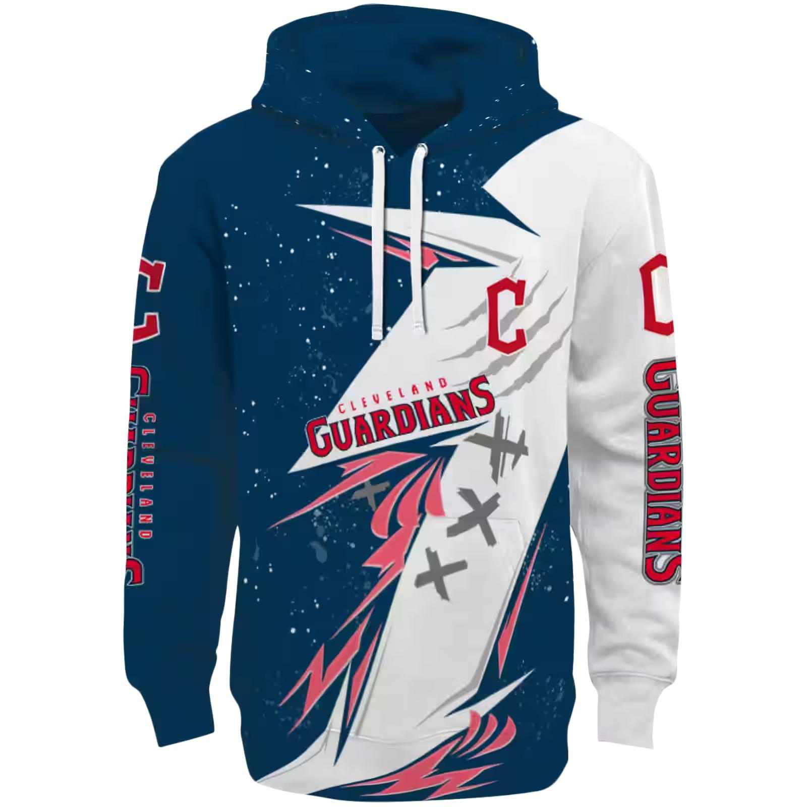 Cleveland Guardians Dynamic Slash Navy Blue White Hoodie