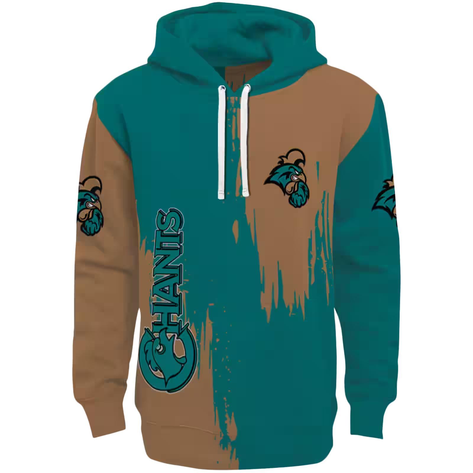 Coastal Carolina Chanticleers Splatter Effect Green Hoodie