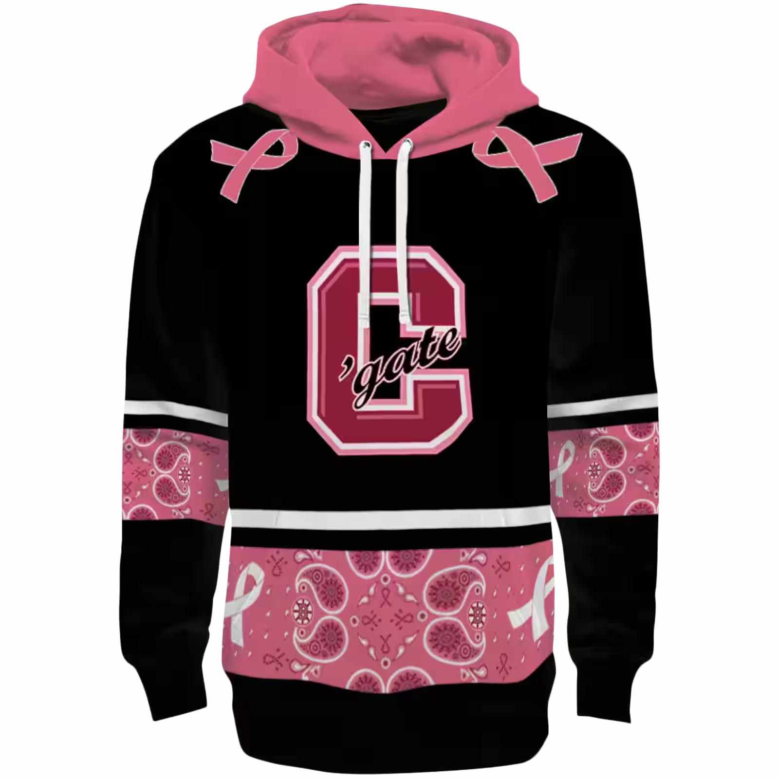 Colgate Raiders Awareness Ribbon Black Pink Hoodie