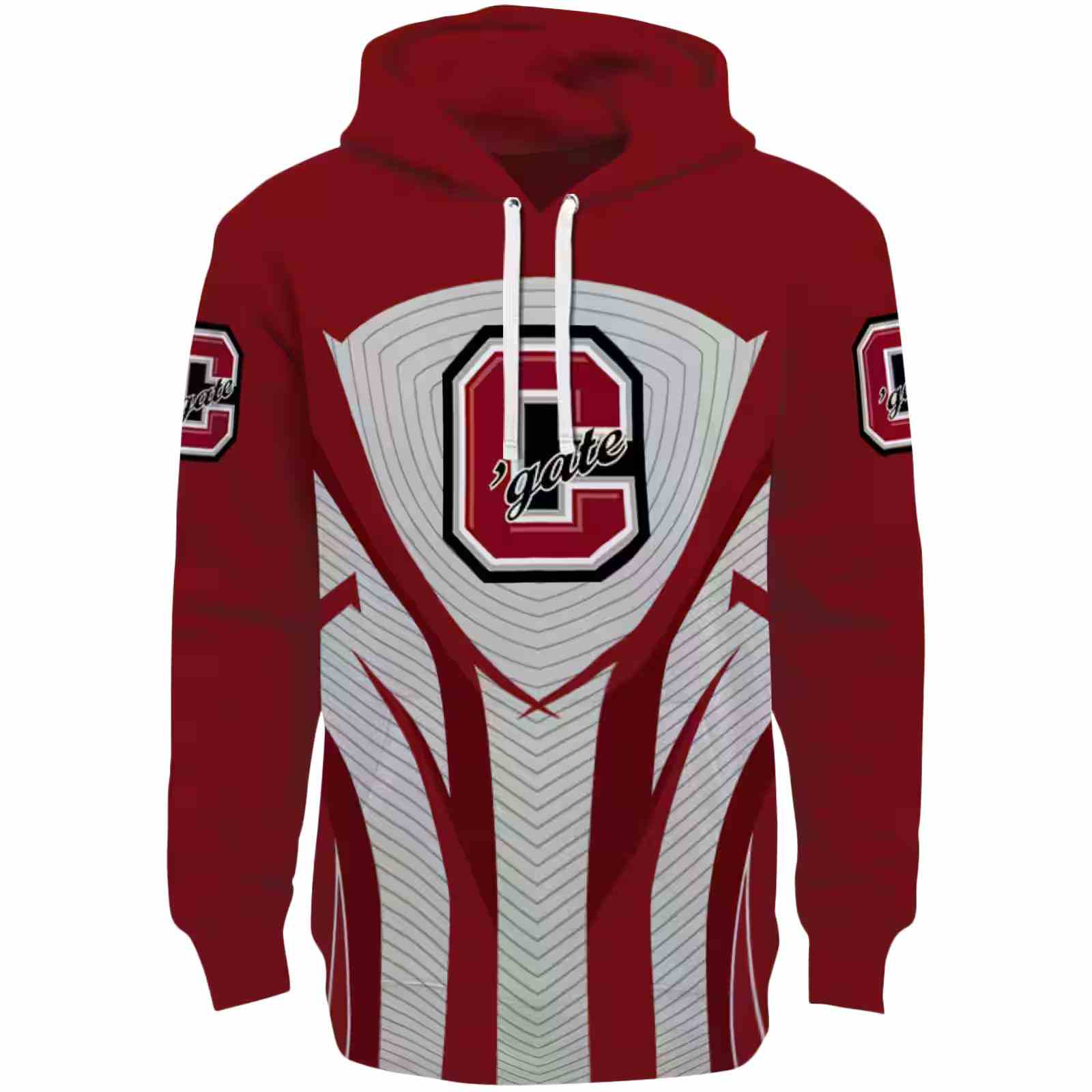 Colgate Raiders Concentric Lines Maroon Black Hoodie