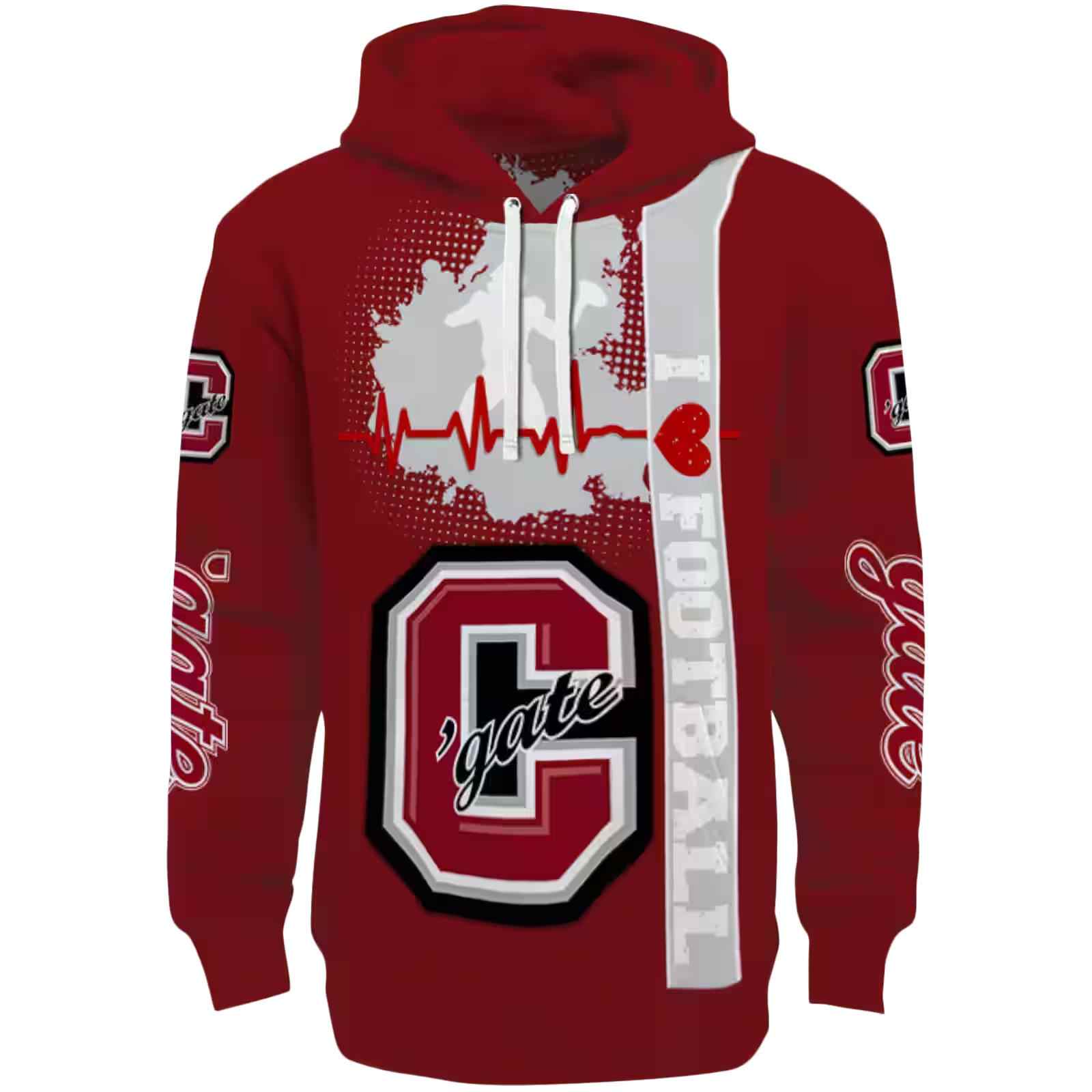 Colgate Raiders Football Heartbeat Maroon Hoodie