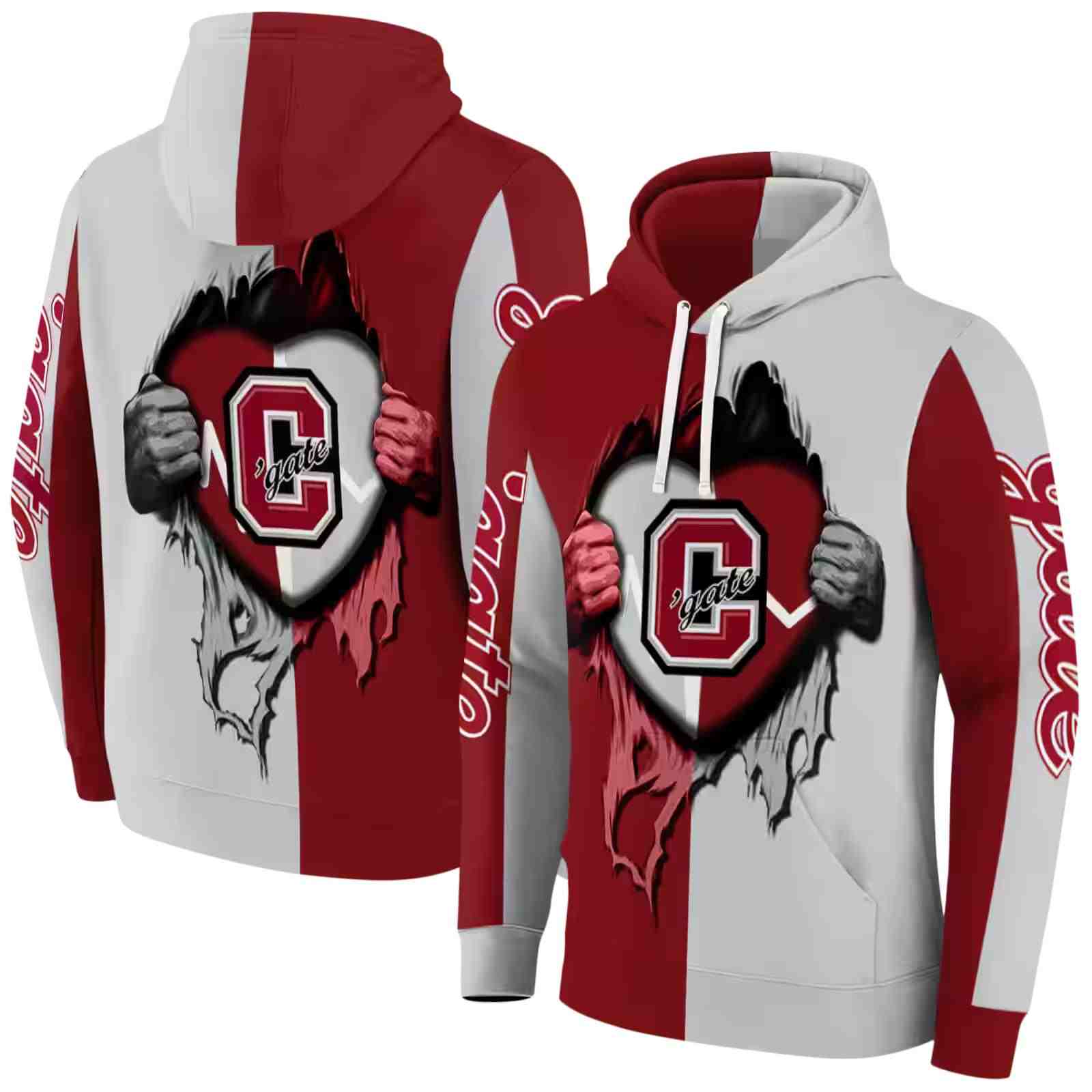 colgate raiders heartbeat graphic maroon hoodie fashion forward