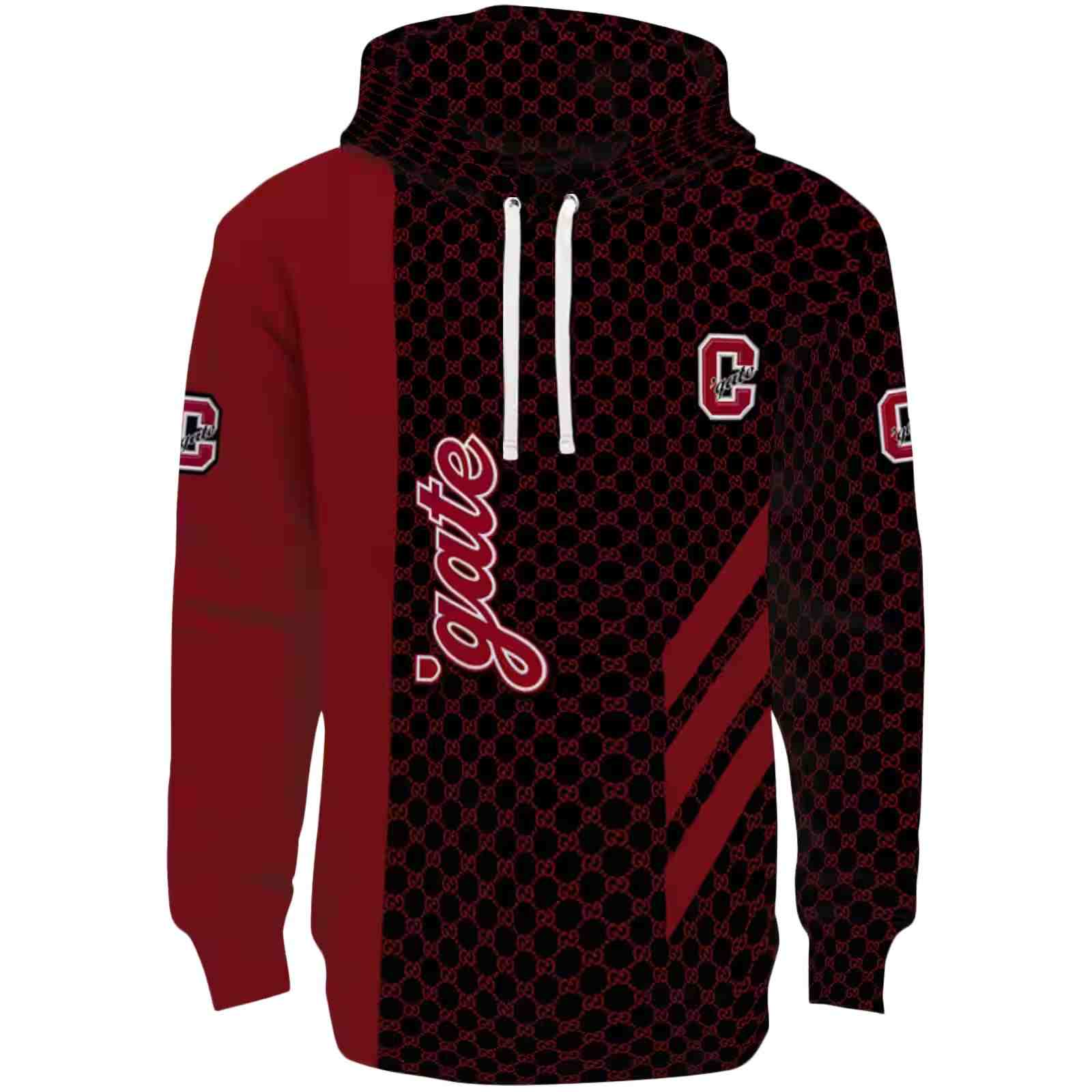 Colgate Raiders Monogram Pattern Maroon Hoodie