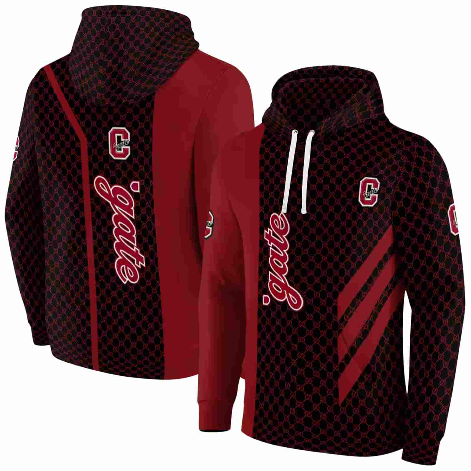 colgate raiders monogram pattern maroon hoodie fashion forward