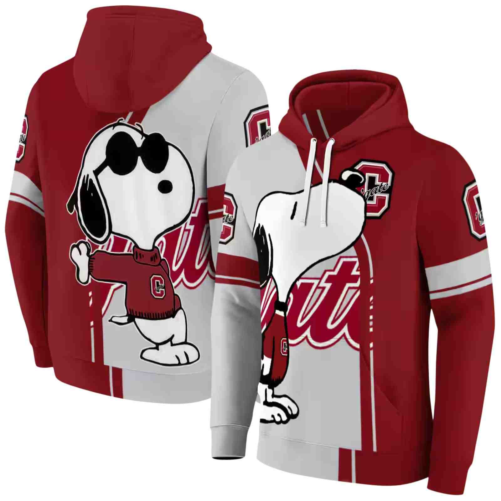 colgate raiders playful snoopy maroon hoodie fashion forward