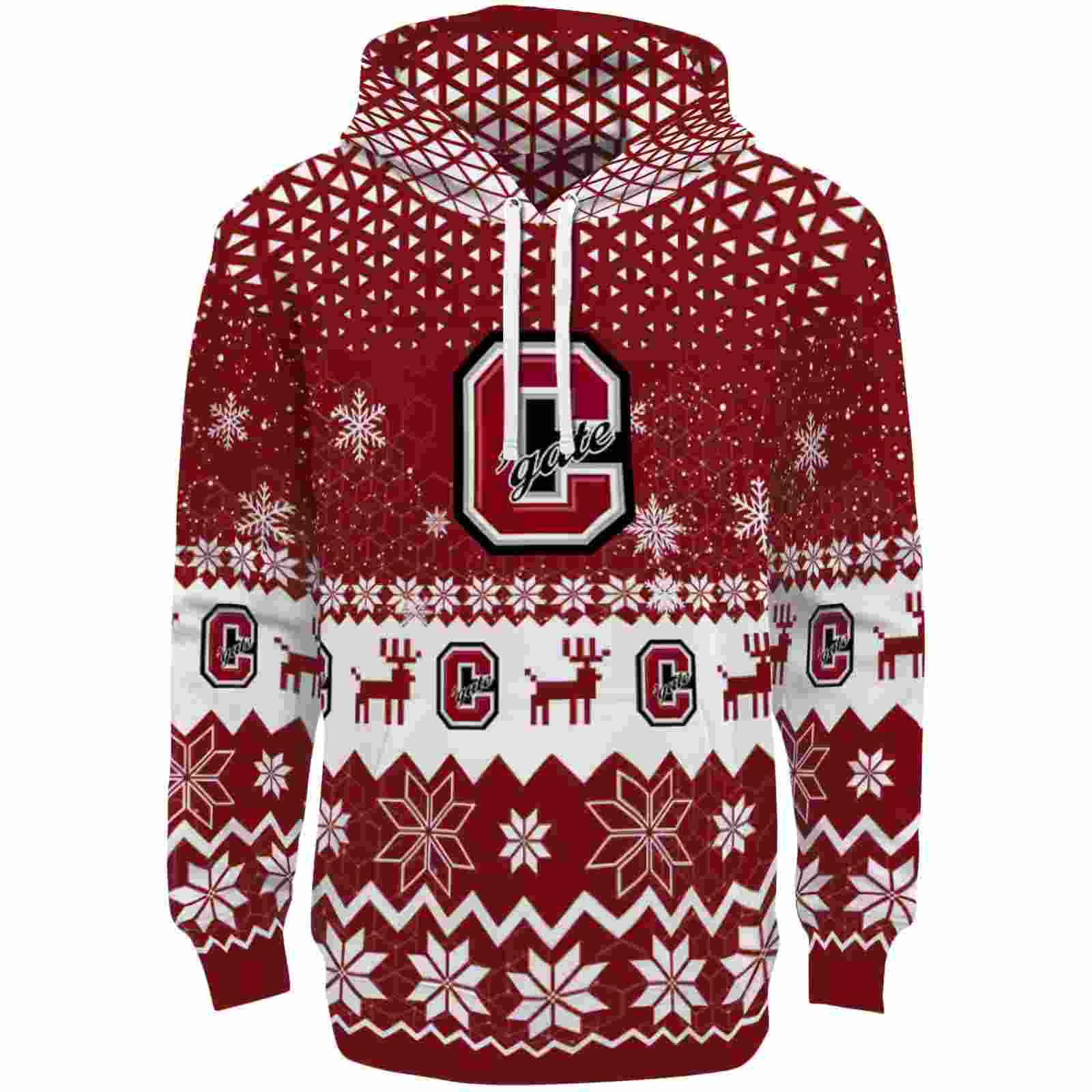 Colgate Raiders Reindeer Motif Maroon Hoodie